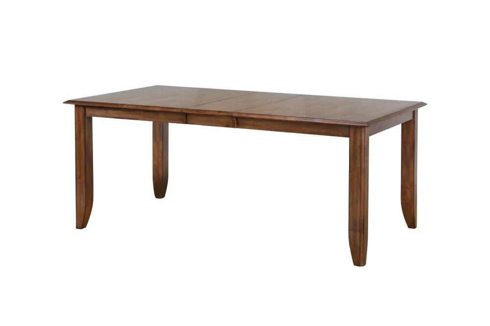 Sunset Trading DLU-BR4272-AM Simply Brook Brown Transitional Extending Removable Leaf Dining Table, Wood with Brown Wood Base