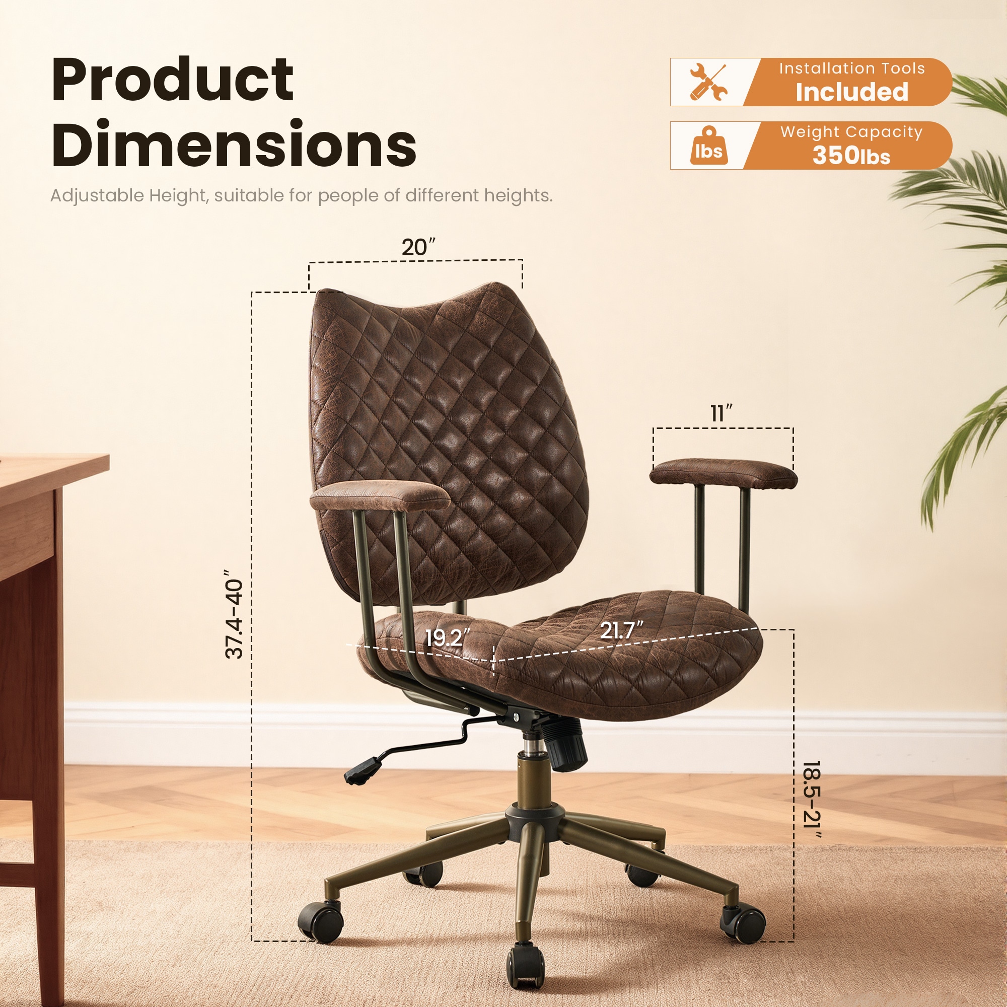 Toject Home Office Chair Rubber Casters Ergonomic Executive Desk
