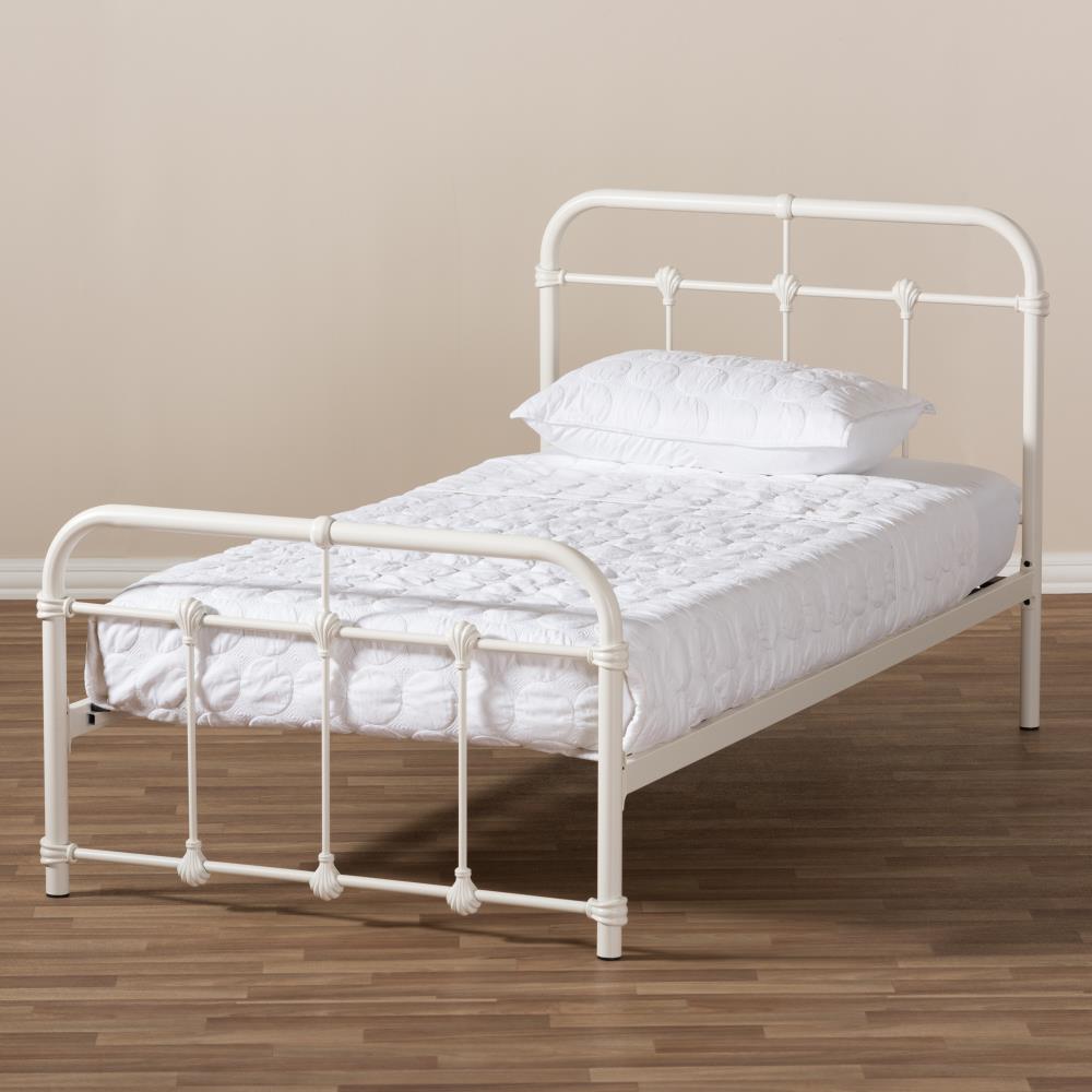 Baxton Studio Mandy White Twin Composite Platform Bed in the Beds