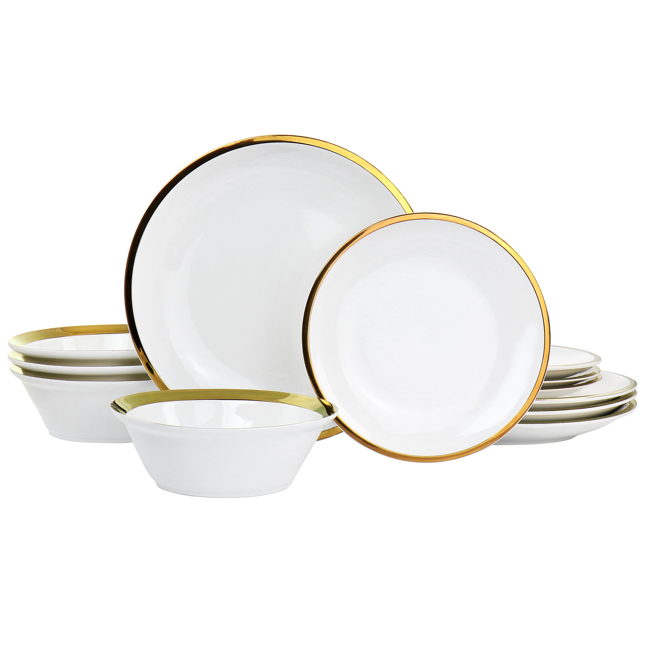 Gibson Home  Premier Gold Fine Ceramic 12 Piece Dinnerware Set