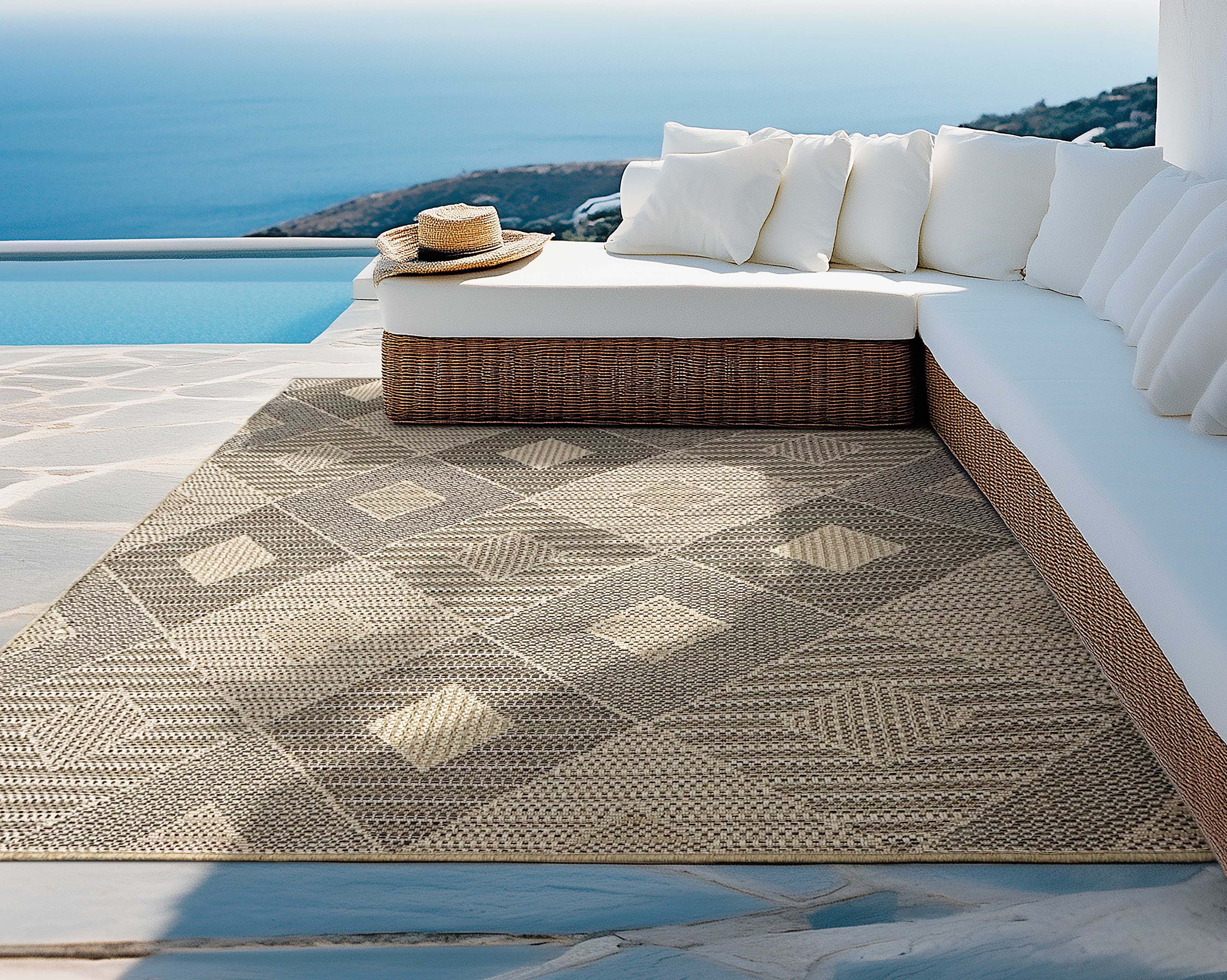Well Woven AL-272-5 Alto 5 x 7 (ft) Polypropylene Natural Rectangular Indoor/Outdoor Geometric Moroccan Area rug