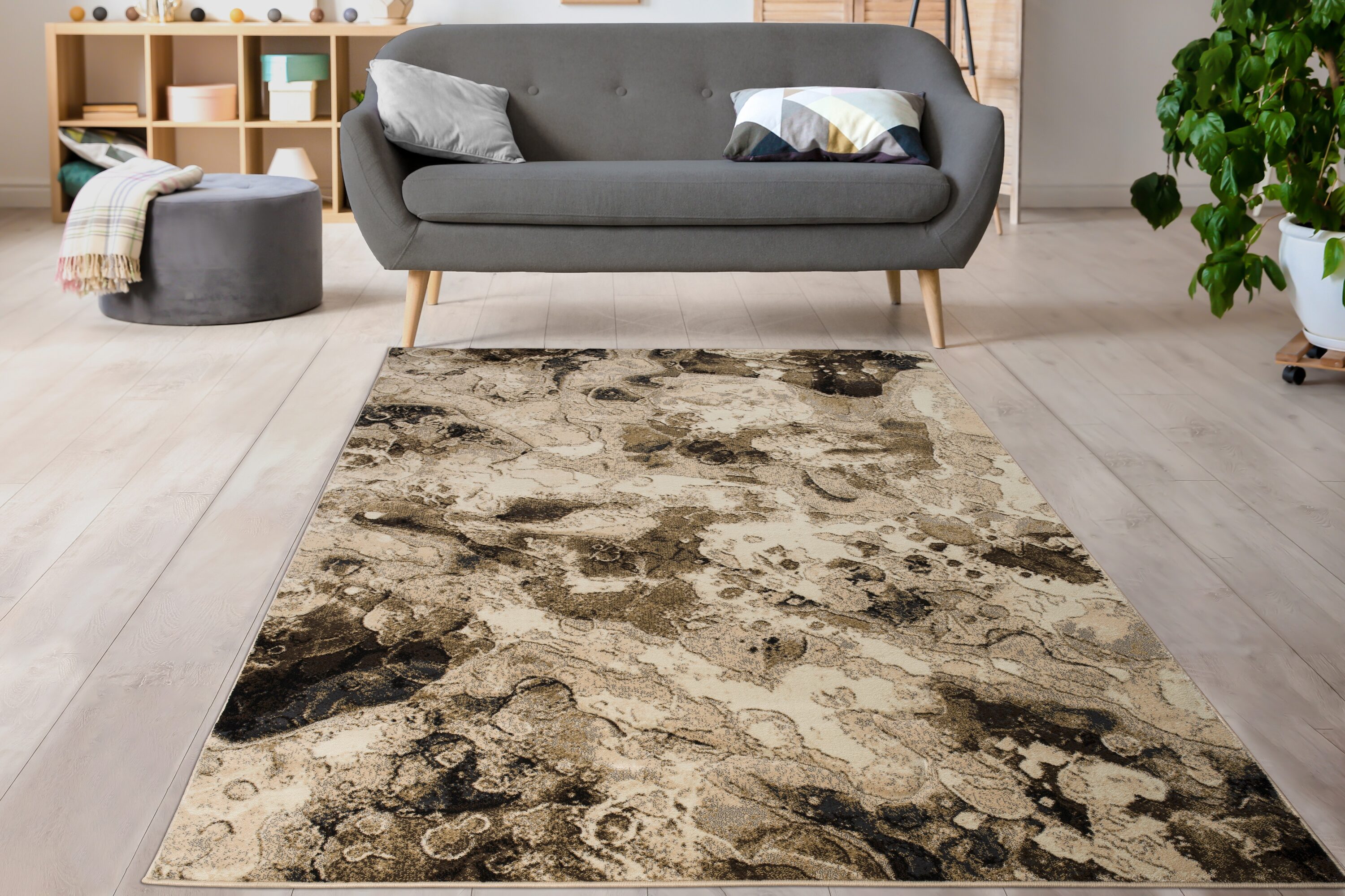 MDA Rugs RD34811 Rhodes 8 x 10 (ft) Polypropylene Anthracite Gray White Rectangular Indoor Abstract Area rug