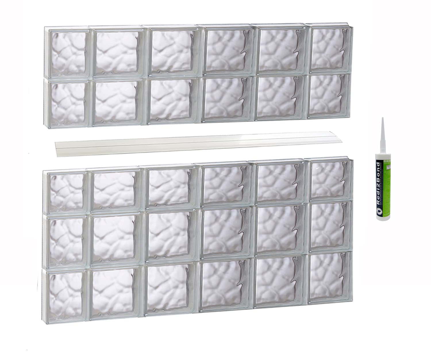 REDI2SET S4438DC Wavy Glass 42-1/2-in x 36-3/4-in Frameless Replacement Glass Block Window