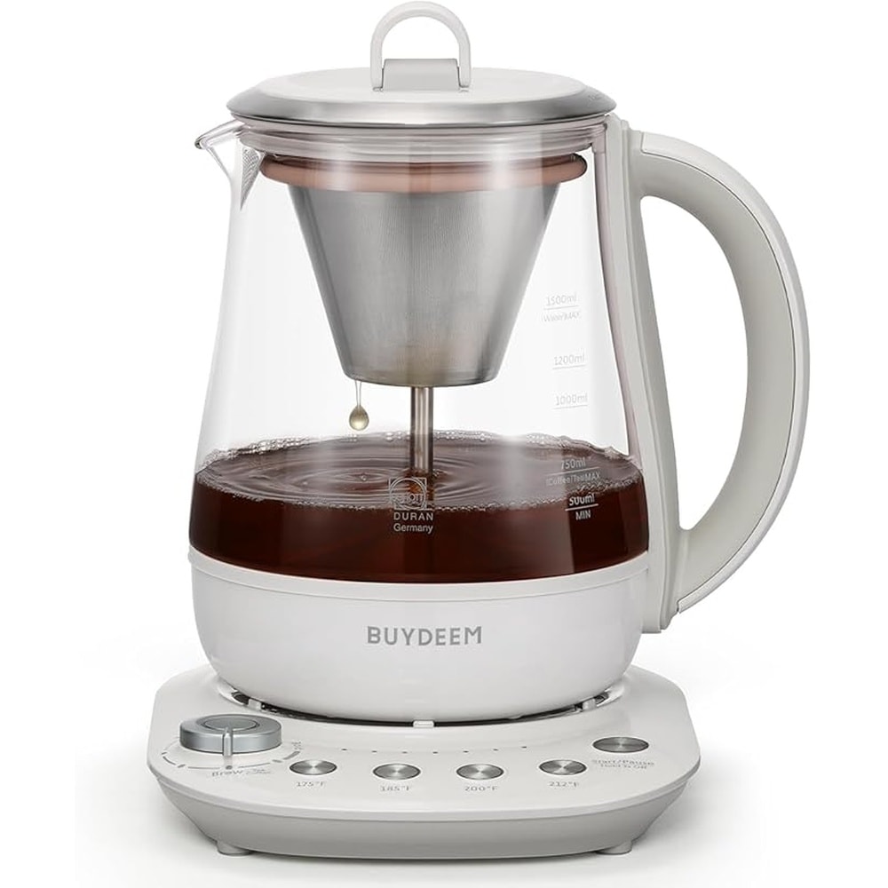 BUYDEEM - K156 1.5-Liter Electric Tea Maker - 6 Brew Strengths - 4 Temperature Settings - 2-Hour...