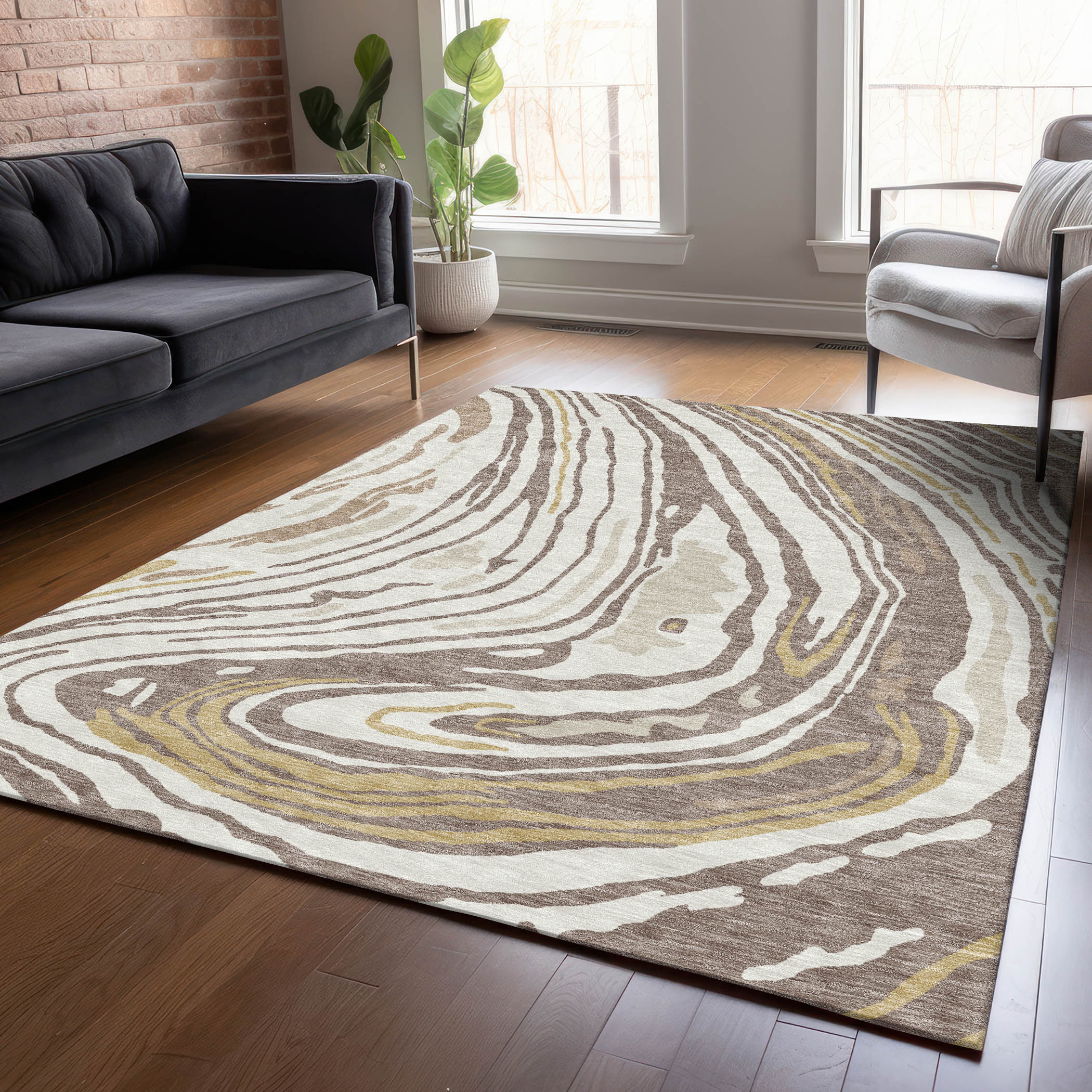 Addison Rugs ACN1051TP10X14 Chantille ACN1051TP 10 x 14 (ft) Polyester Taupe Rectangular Indoor/Outdoor Geometric Machine washable Area rug