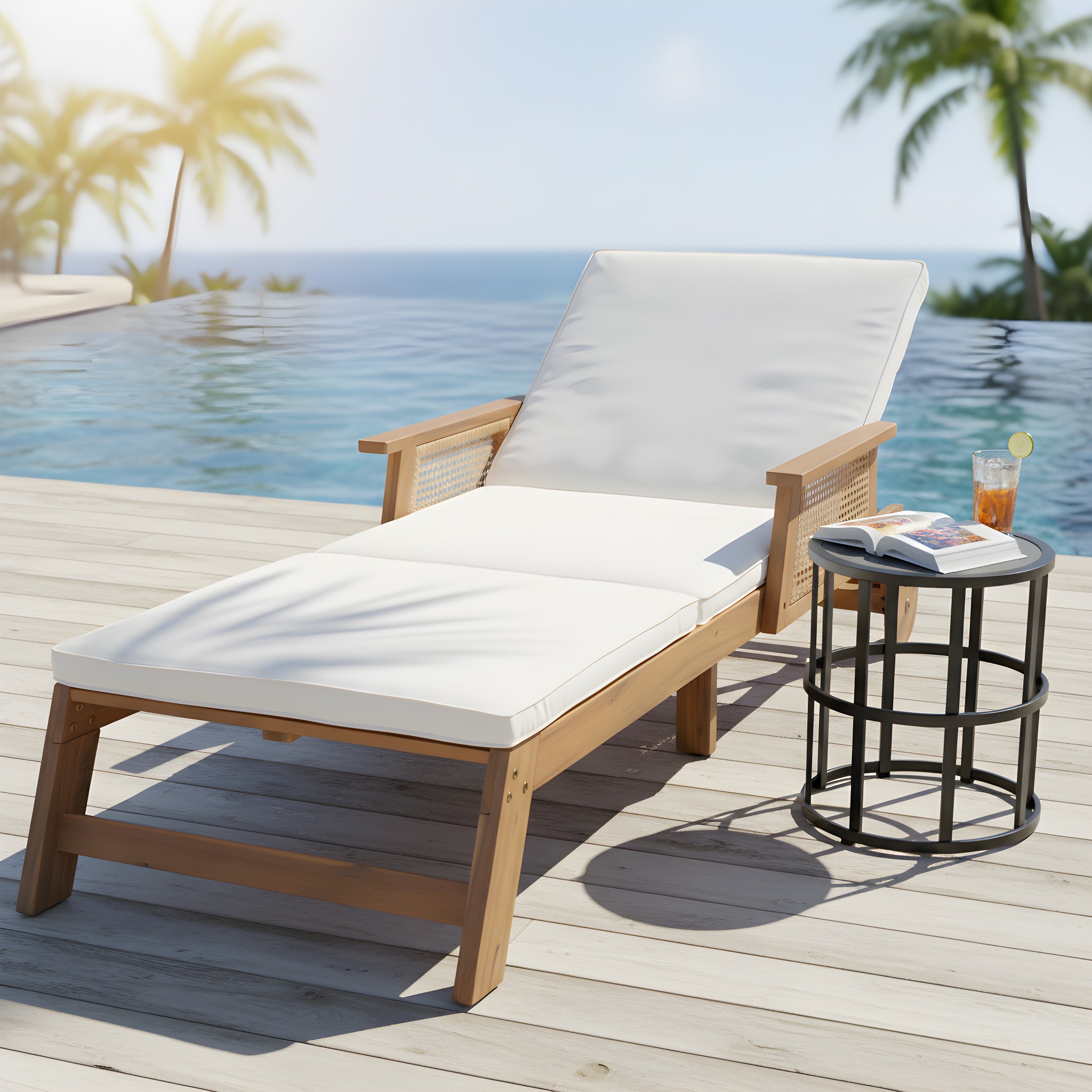 Christopher Knight Home - Modern Outdoor 2-Piece Set Soli Outdoor Acacia Wood 3-Position Adjustab...