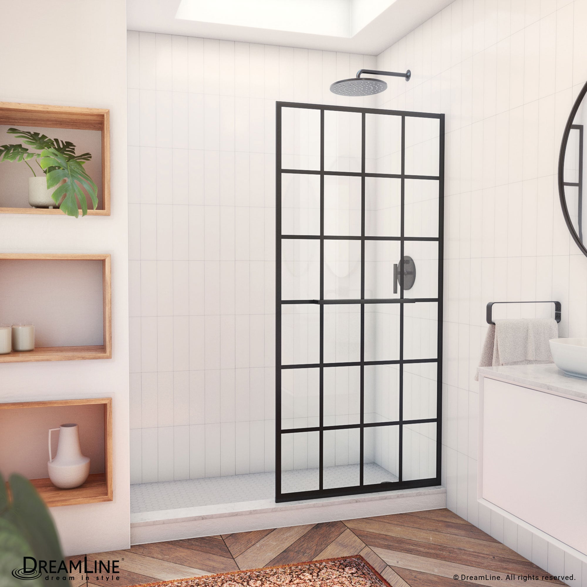 DreamLine French Linea Toulon Matte Black 34-in W x 72-in H Frameless Clear Glass Fixed Shower door