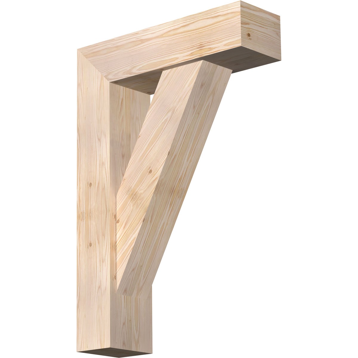 Ekena Millwork 1465081 Traditional Block Smooth Bracket with Offset Brace Douglas Fir Wood Standard Bracket