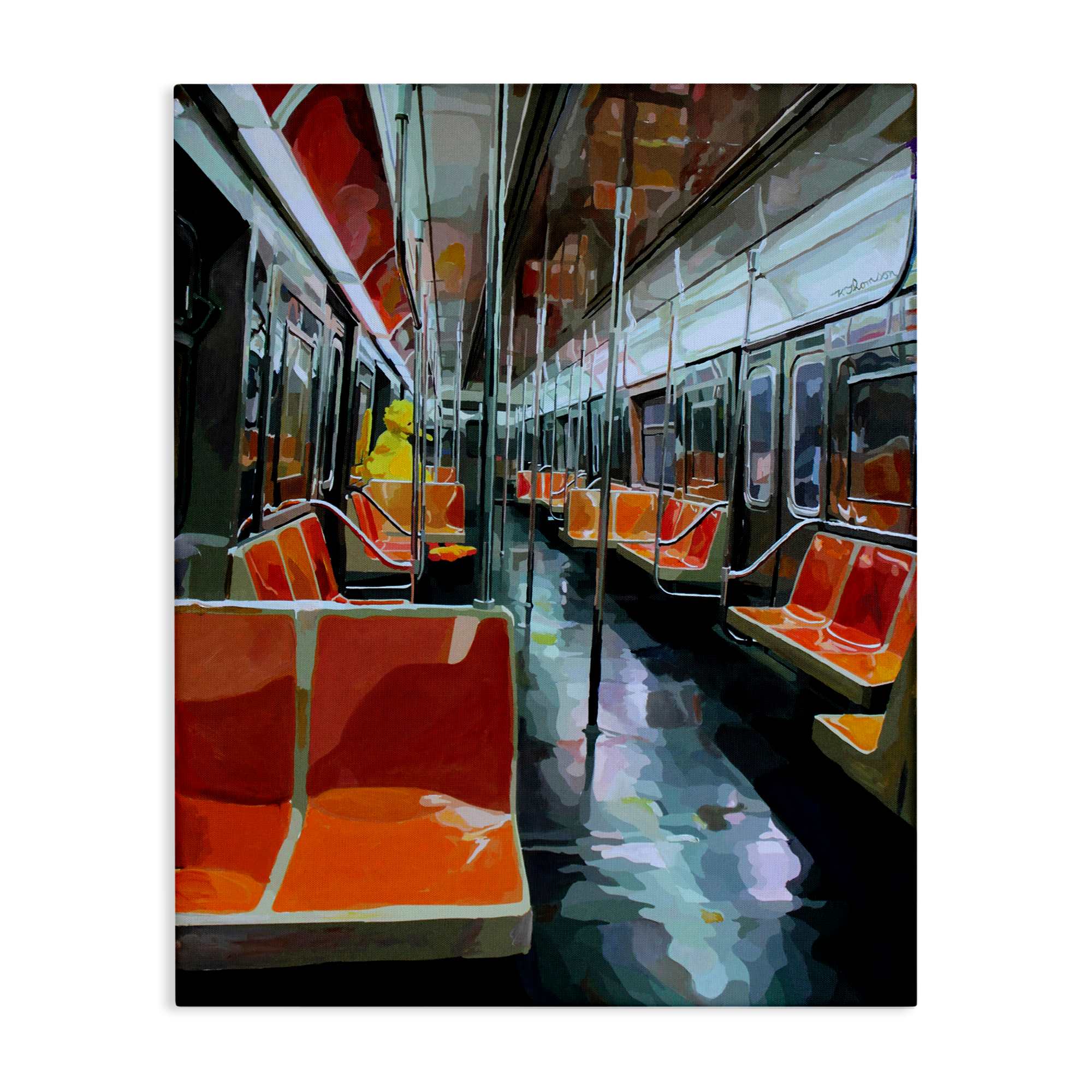 Stupell Industries BS-816-CN-30X40 Bird Character in Subway Train Canvas design by Keith Thomson