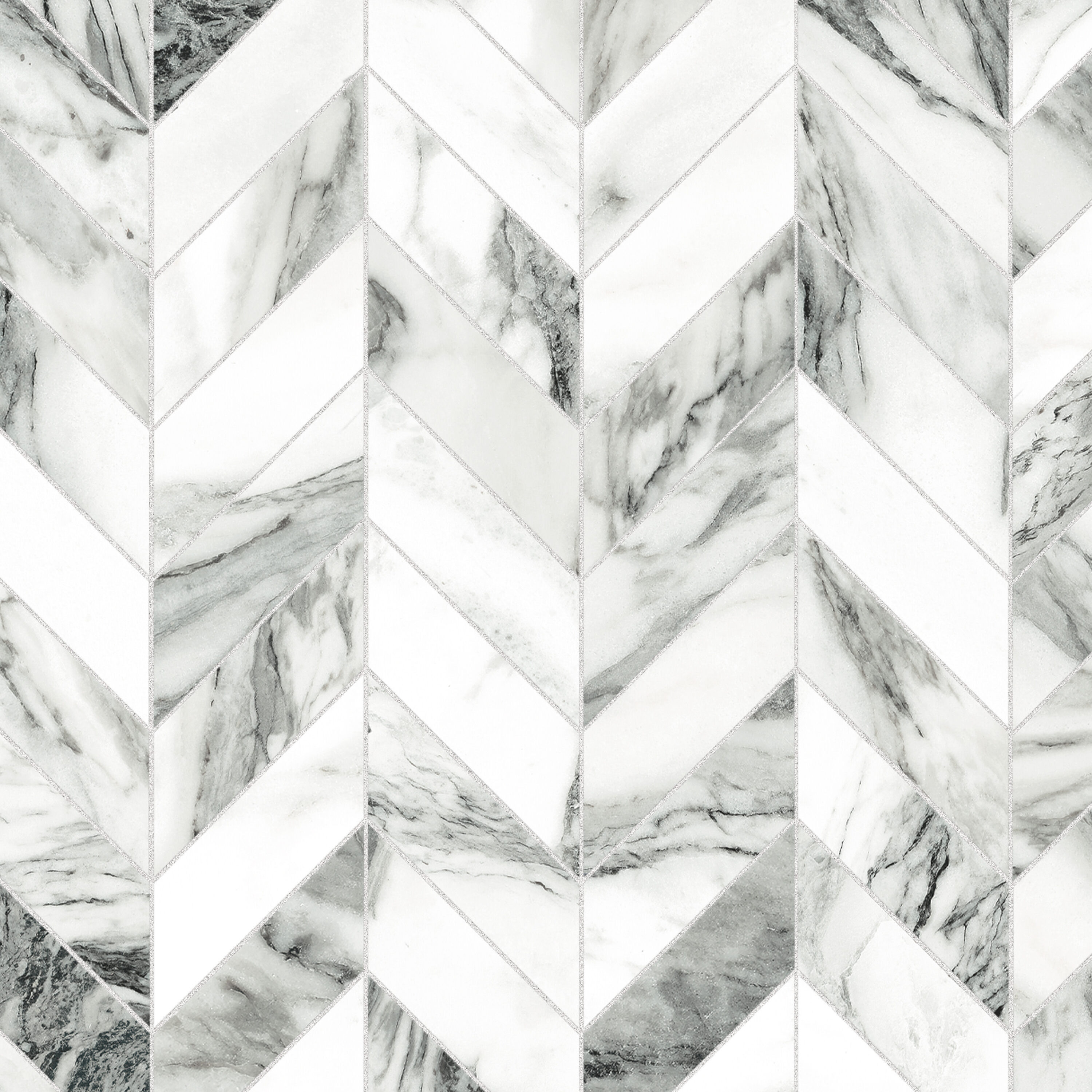 Affinity Tile Touche Chevron Zebre 12-in x 12-in Satin Porcelain Marble look Chevron Mosaic Floor and Wall Tile ( 1.02-sq ft Piece )
