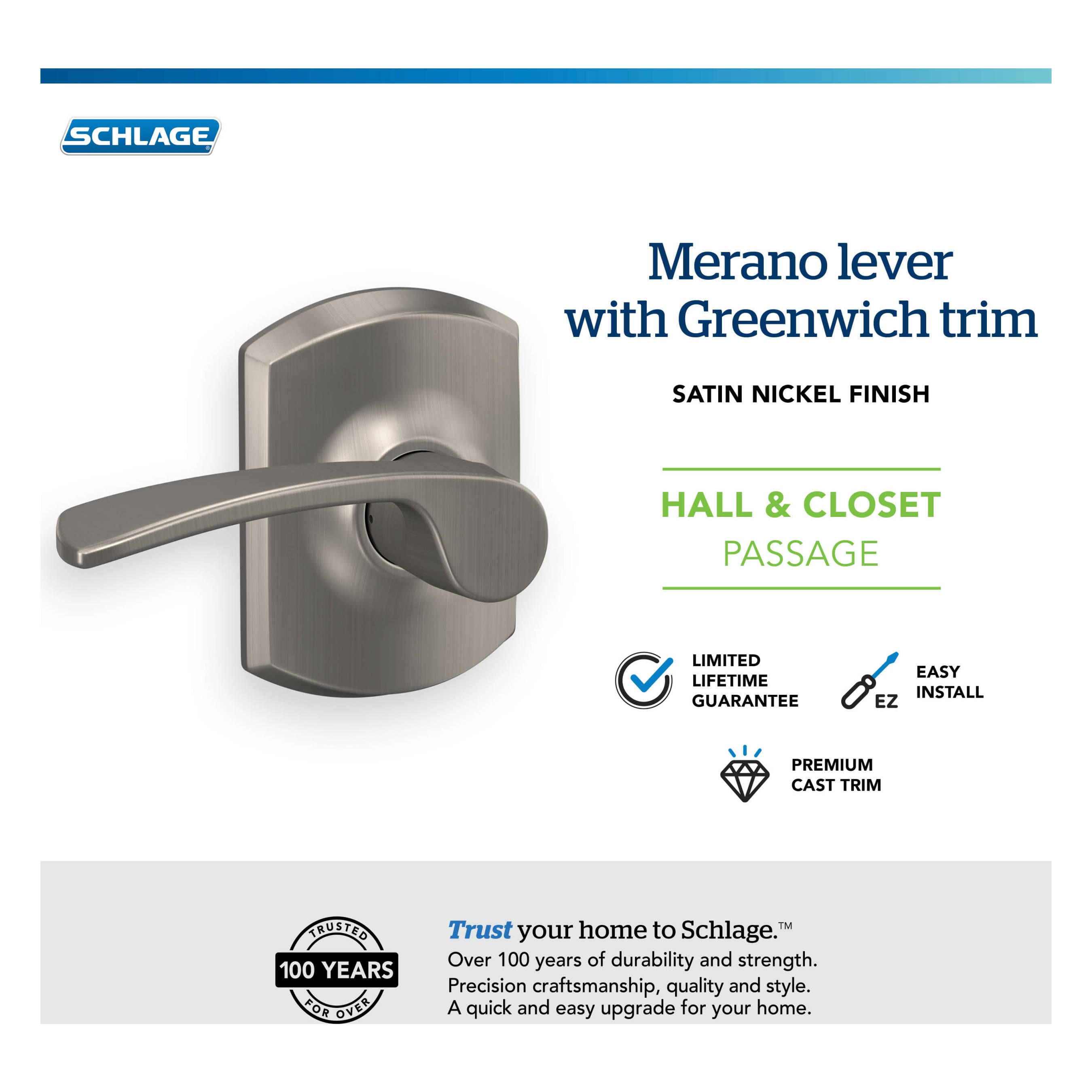 Schlage F10 MER 619 GRW Door-Handles - View #6