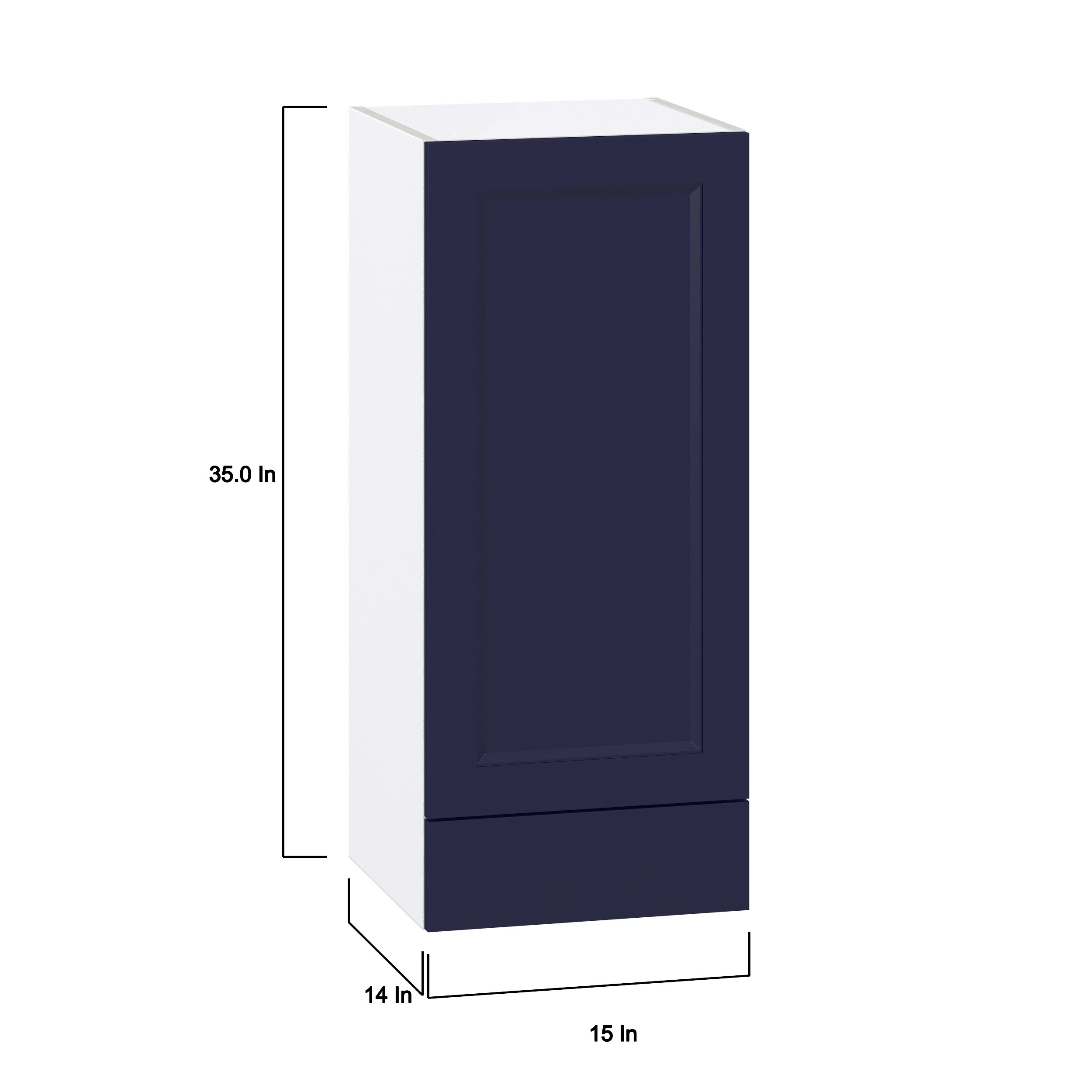 Hugo&Borg Lorette 15-in W x 35-in H x 14-in D Navy Blue 2-Drawers Wall Fully Assembled Cabinet (Glass Panel Shaker Style)