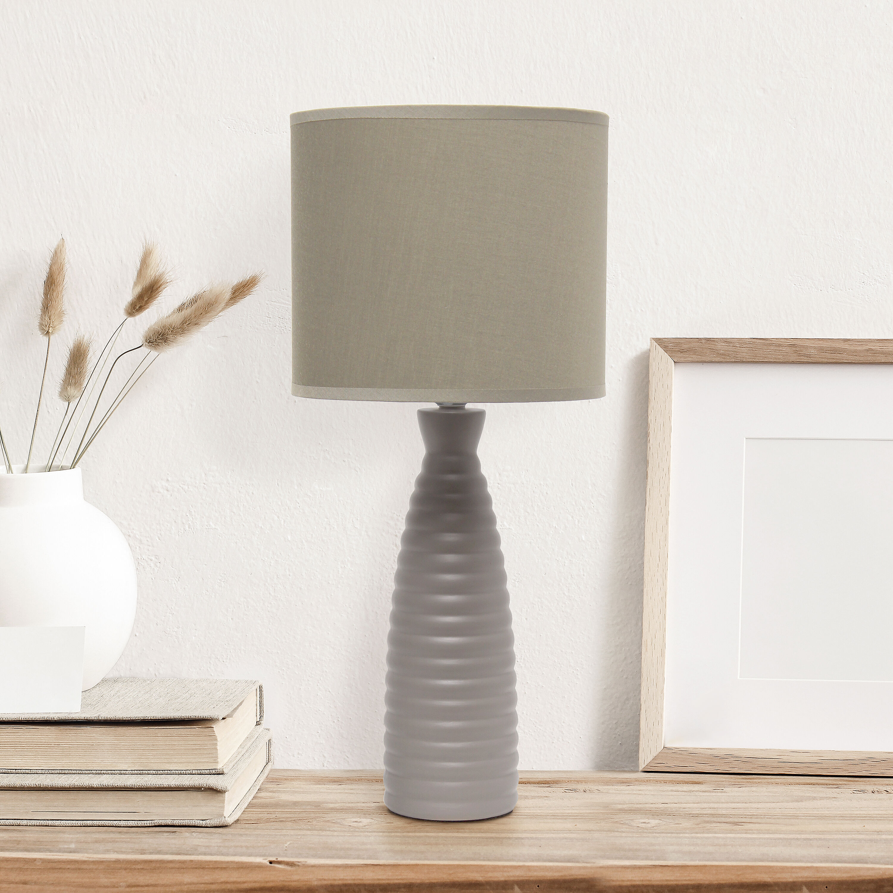 Simple Designs 20 25 In Taupe Table Lamp With Fabric Shade In The Table   48172855 