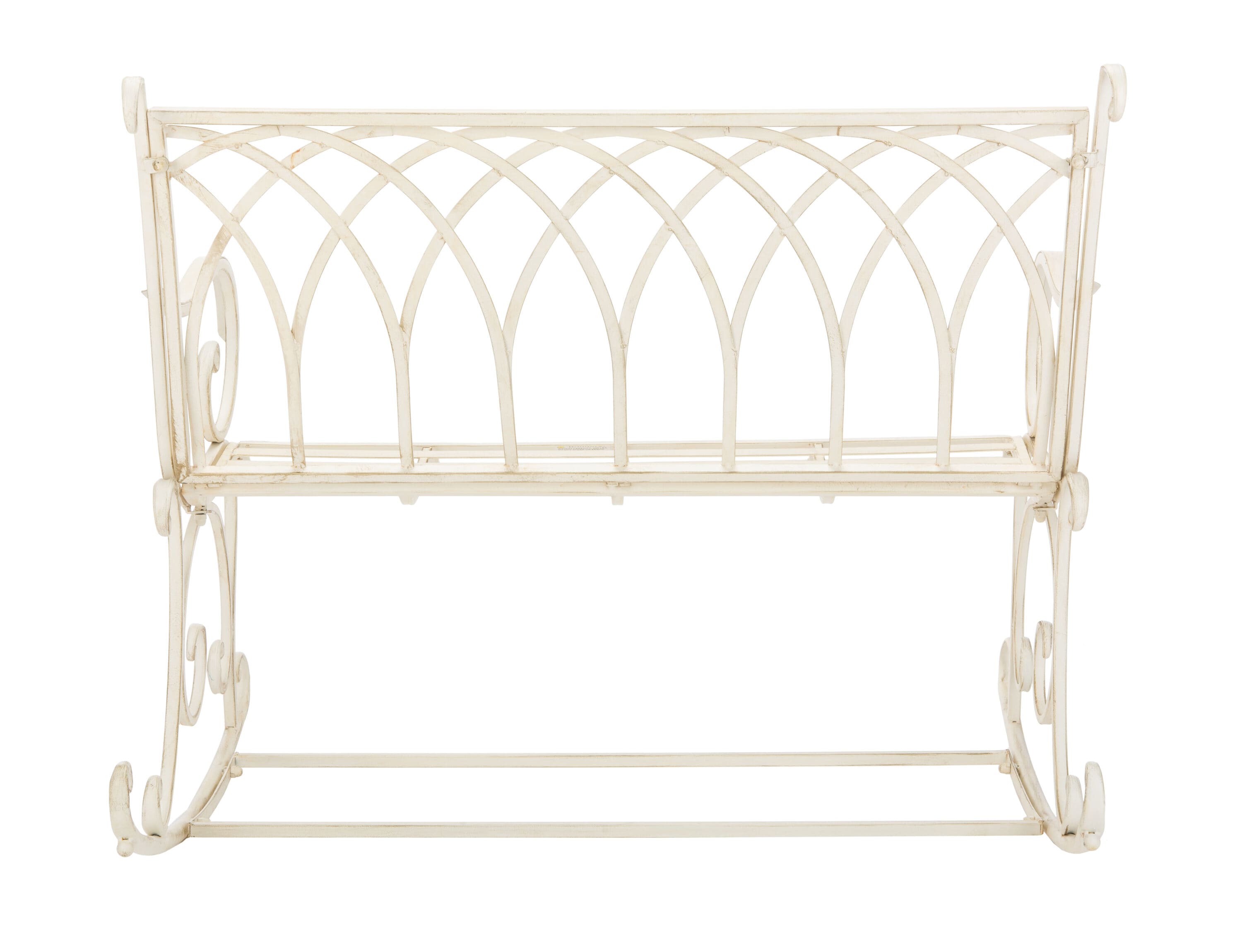 Safavieh PAT5021A 43.3-in W x 36.6-in H Pearl White Wrought iron Garden Bench