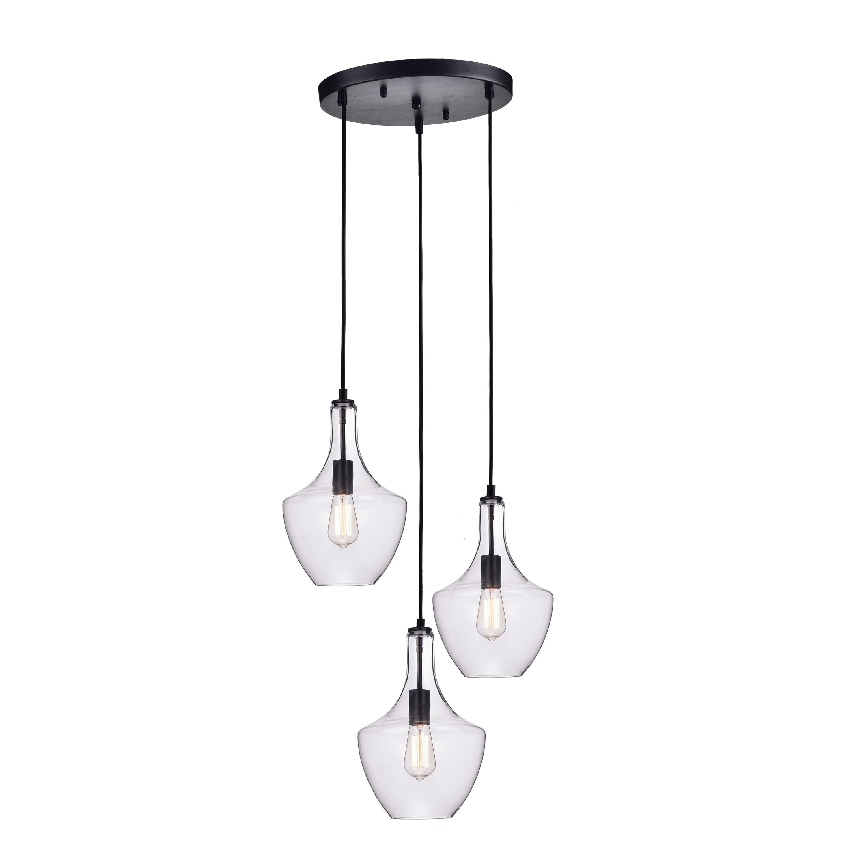 Greenville Signature HG9023 3 -Light Clear Modern/contemporary Clear glass Schoolhouse Medium Hanging Pendant light