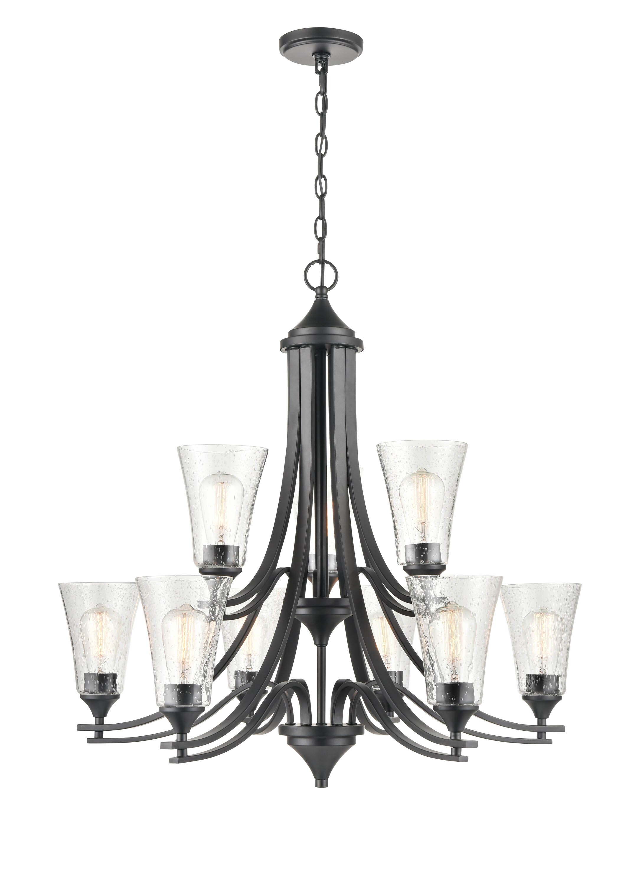 Millennium Lighting 1469-MB Natalie 9 -Light Matte Black Transitional For Use in Bedrooms, Dining Rooms, Foyers, Kitchens, Living Rooms Chandelier
