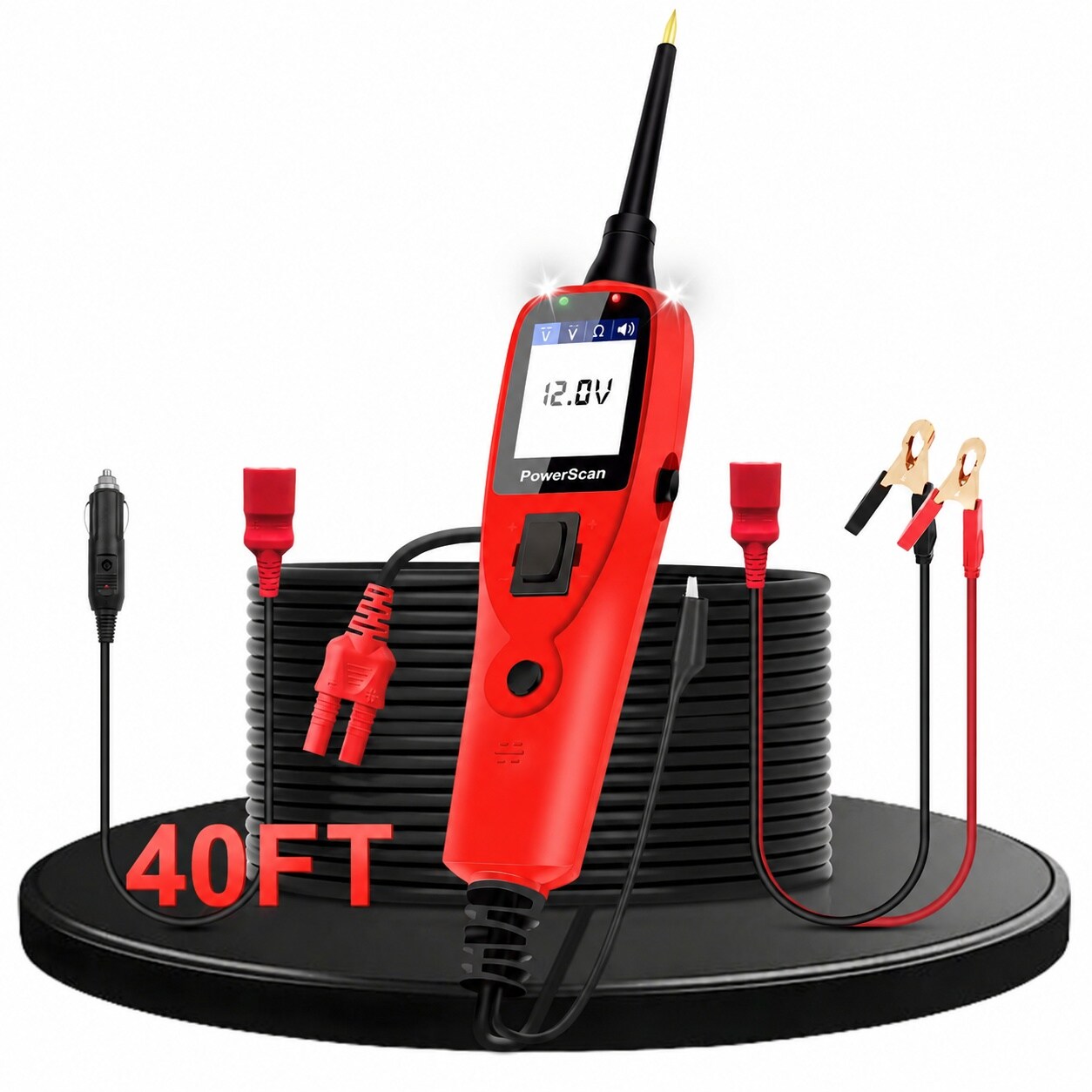 AOIZGMY PowerScan PS100 Car Circuit Tester Universal 12V 24V Automotive Power Circuit Probe Kit with 40FT Cable AC DC Continuity Signal Test #LAZ0813Z375