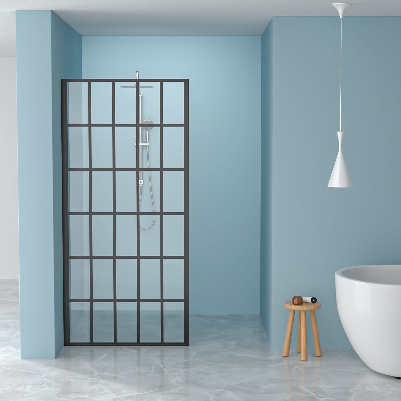 LOVMOR  38 in W x 72 in H Shower Door Single Panel Frameless Fixed Shower Door 5/16 in. (8mm) Open Entry Design Matte Black