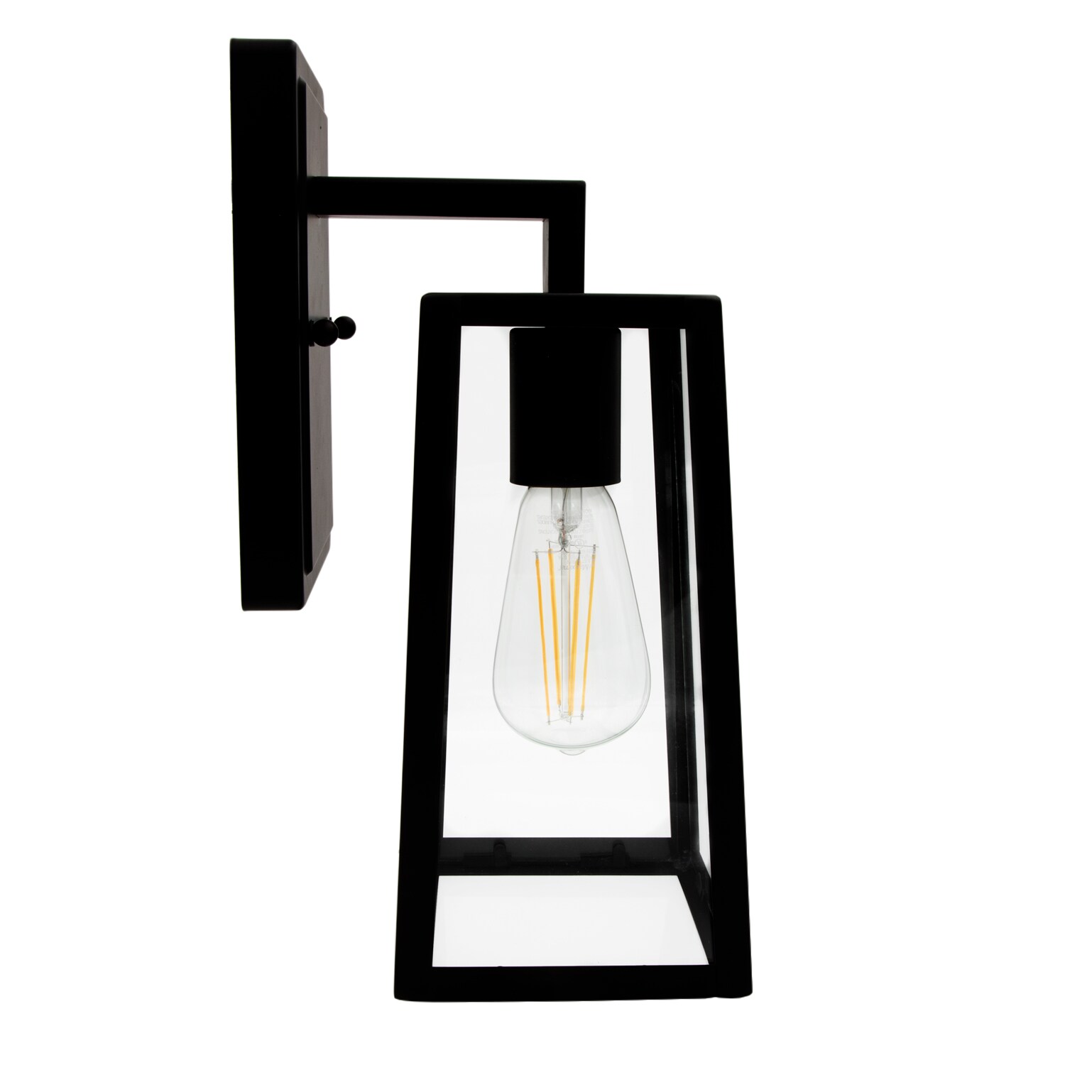 Black Metal and Clear Glass LED Outdoor Wall Sconce