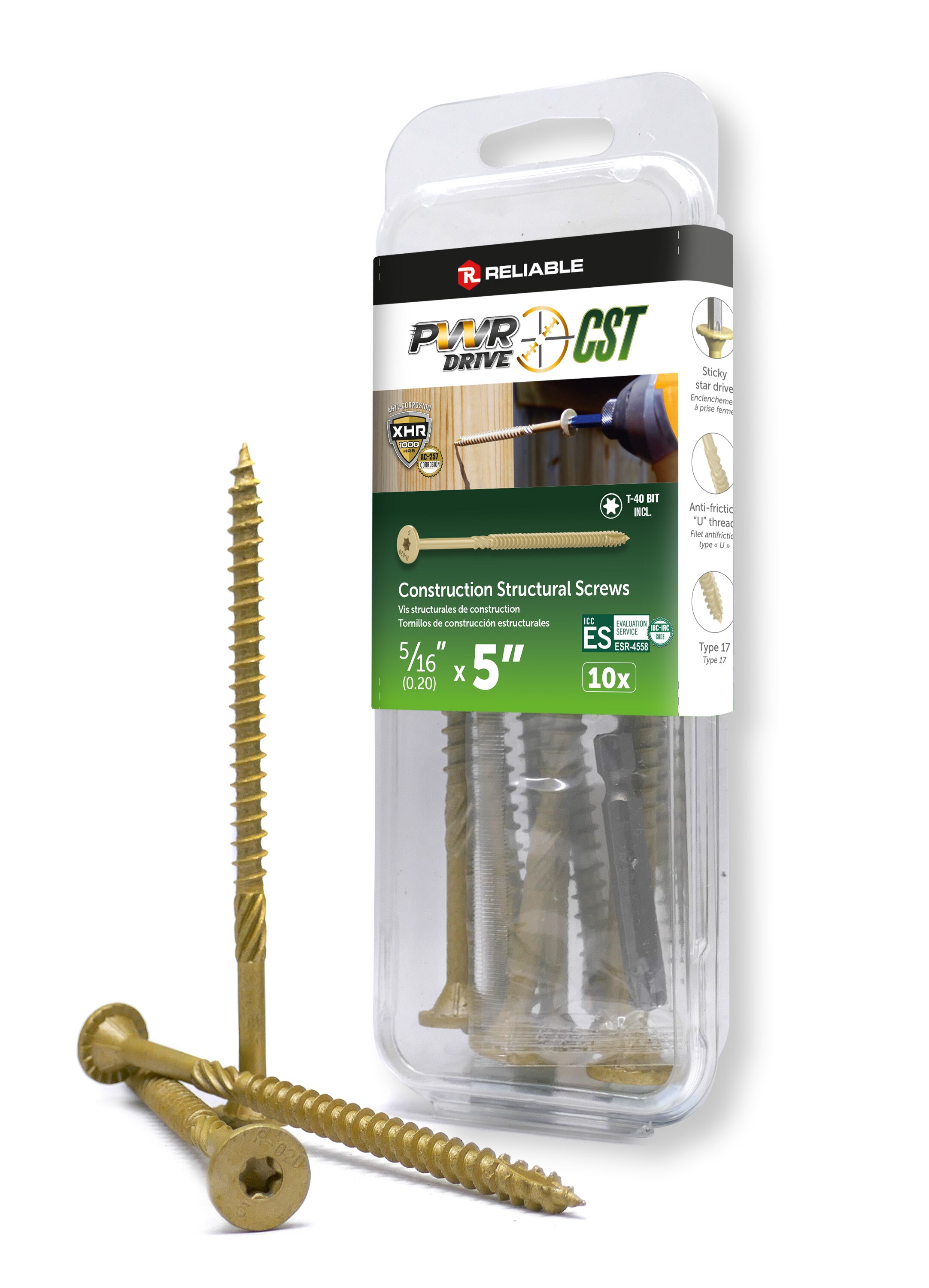 PWR DRIVE Reliable 5/16-in x 5-in Wood to wood Deck Screws 10 -Per Box