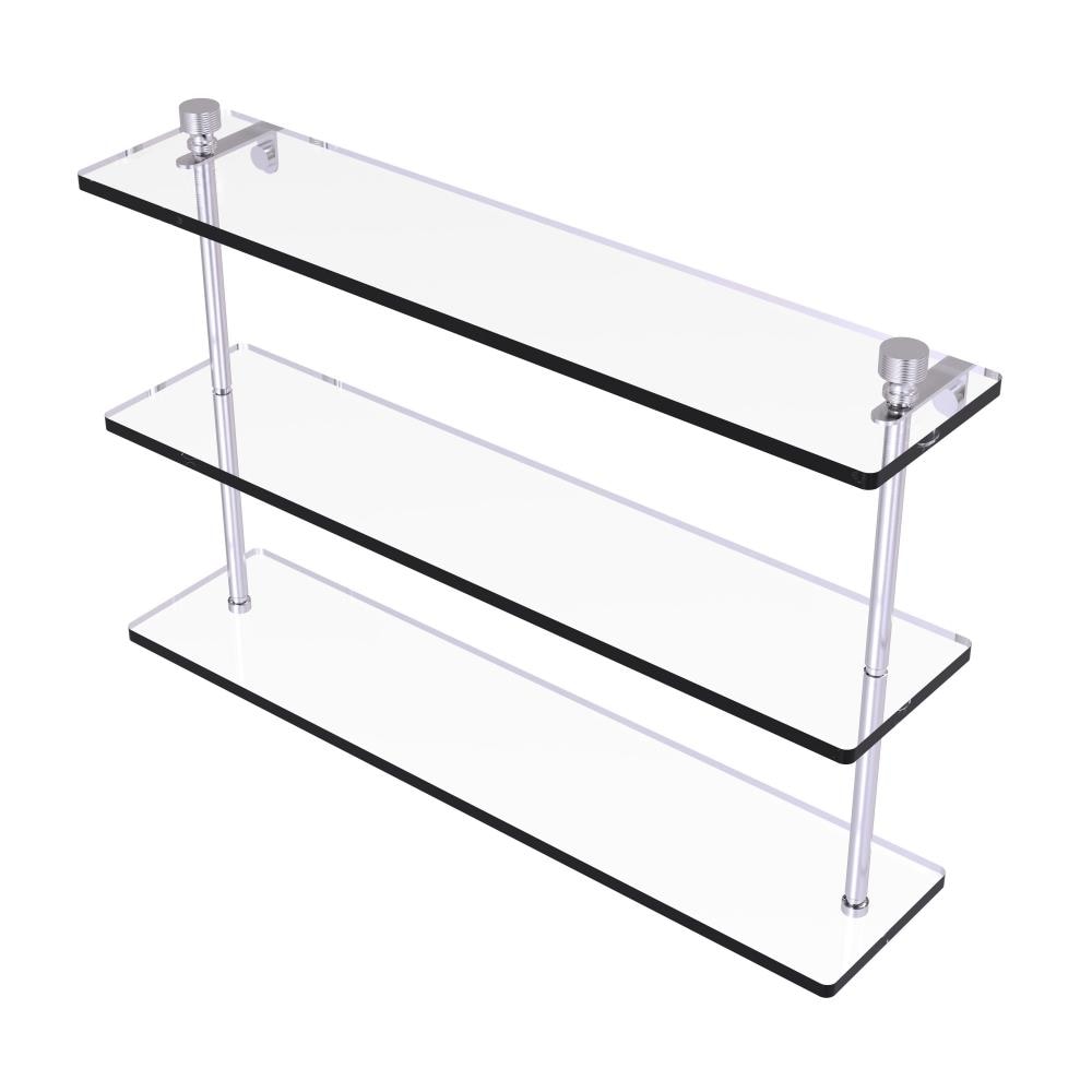 Allied Brass FT-5/22-SCH Foxtrot Satin Chrome 3 -Tier Wall mount Bathroom Shelf ( 22-in x 15-in x 5-in )