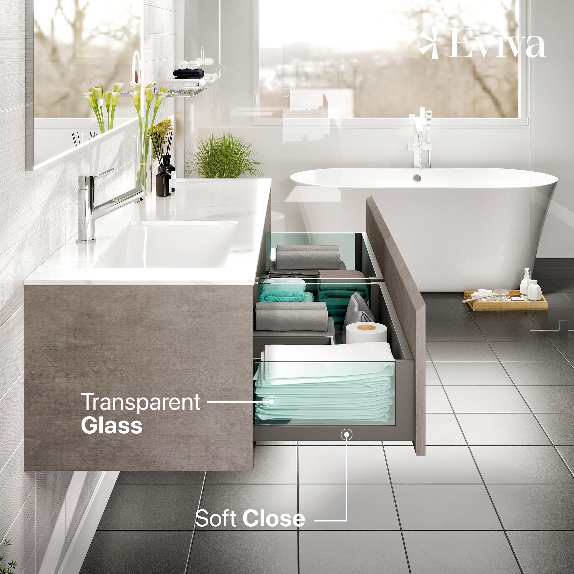 Eviva EVVN76-60CGR-SS Bath-Vanity-Combo - View #5