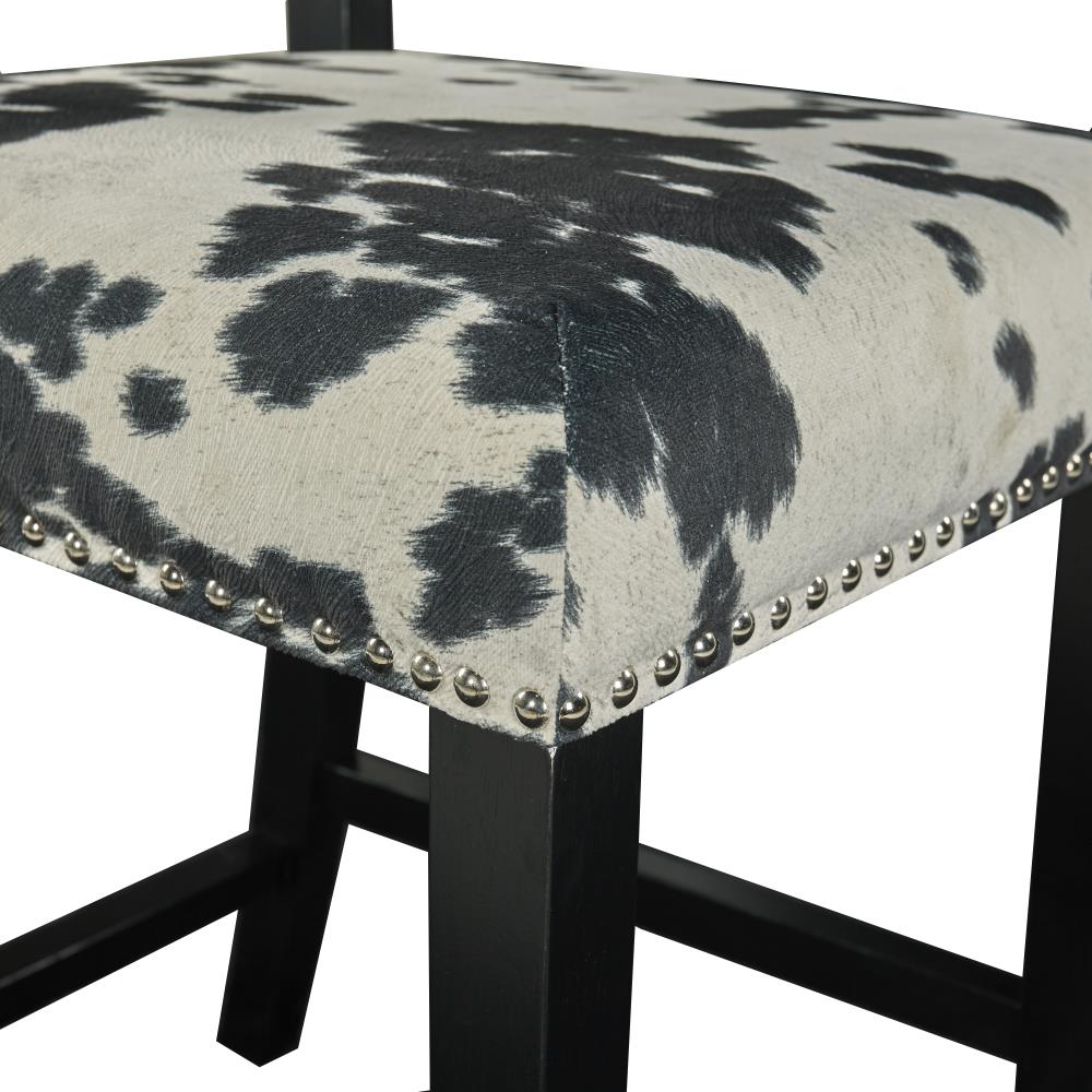 Clayton 24" Black Leather and Wood Swivel Counter Stool