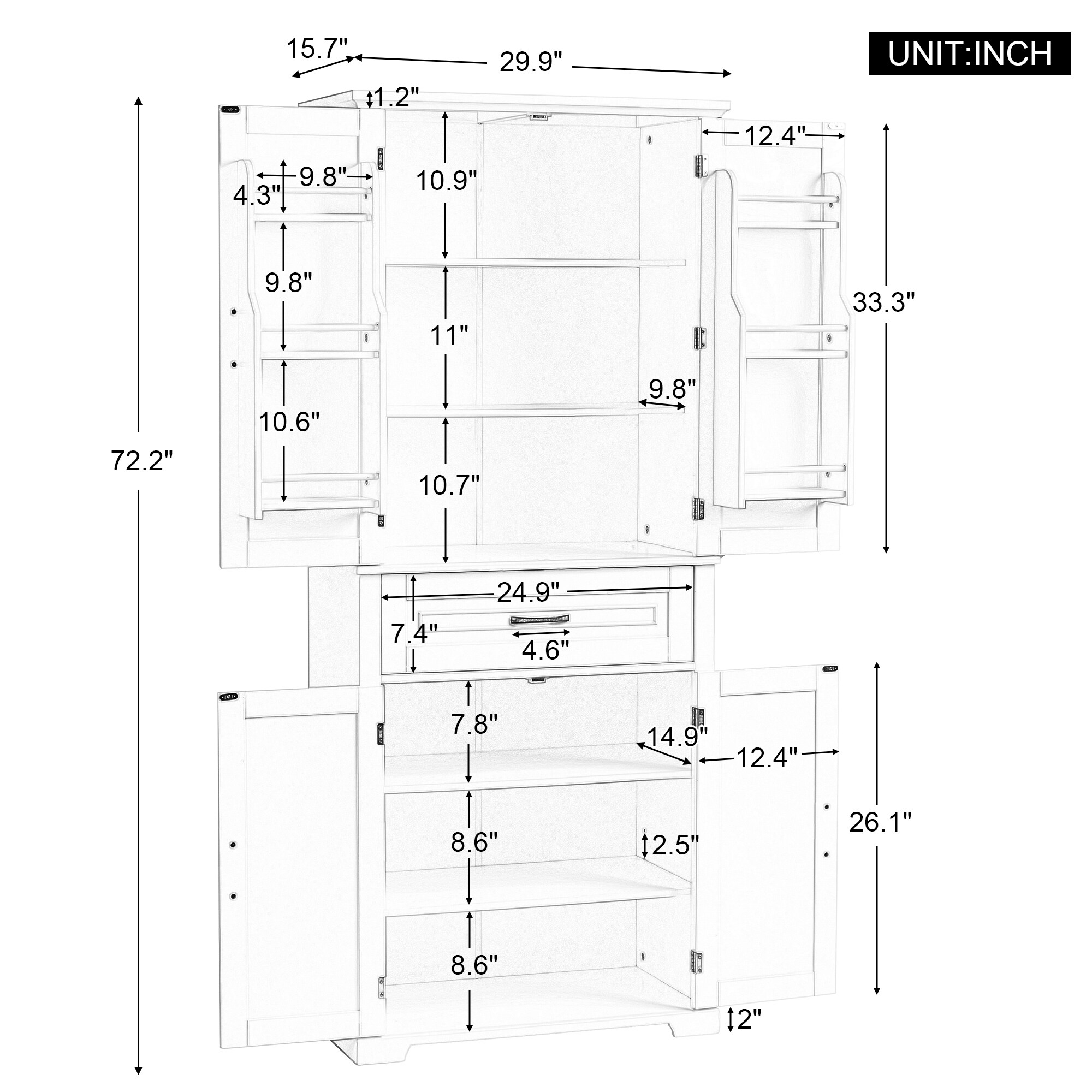 LUCKY ONE LO-BY3004E3P Linen-Cabinets - View #11