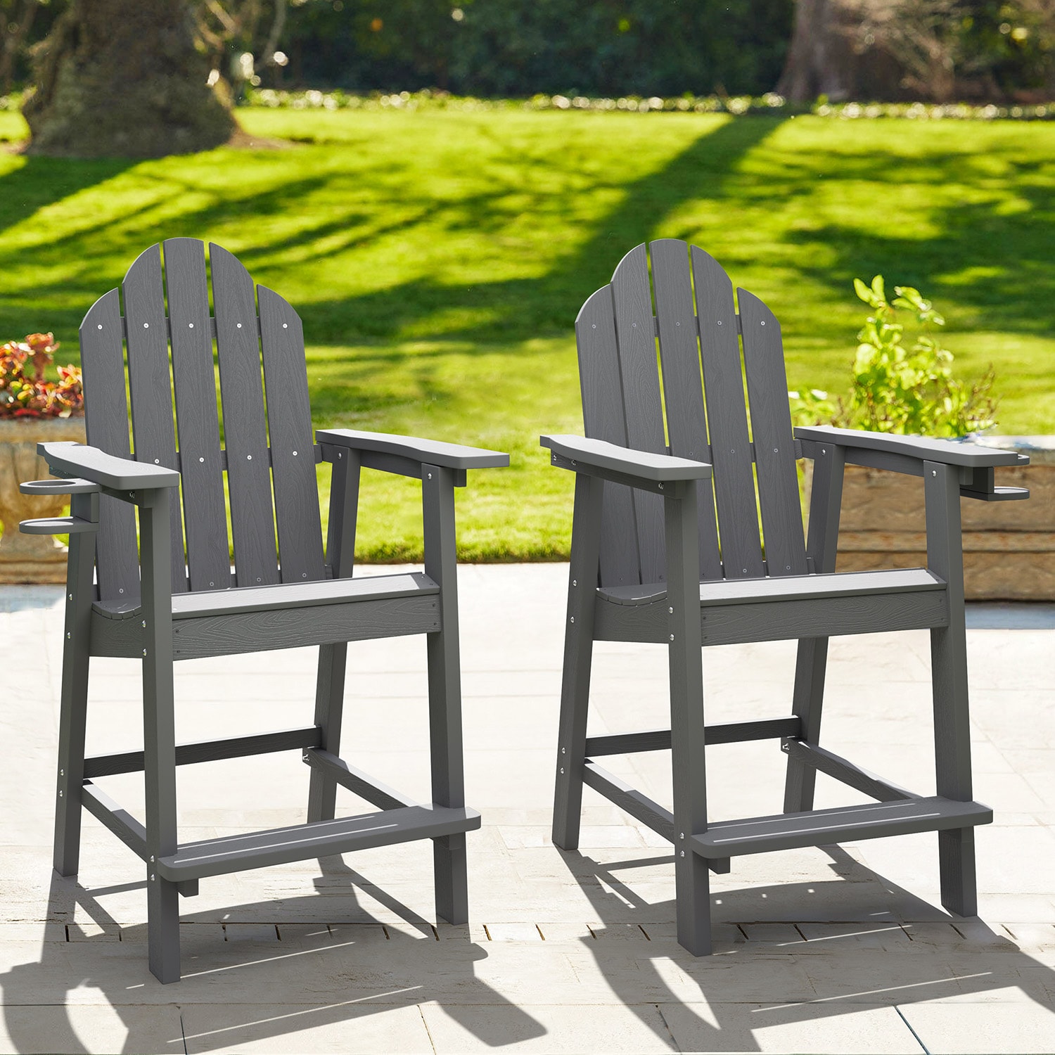 LUE BONA The Adirondack Set Of 2 Dark Gray Plastic Frame Stationary   64206205 