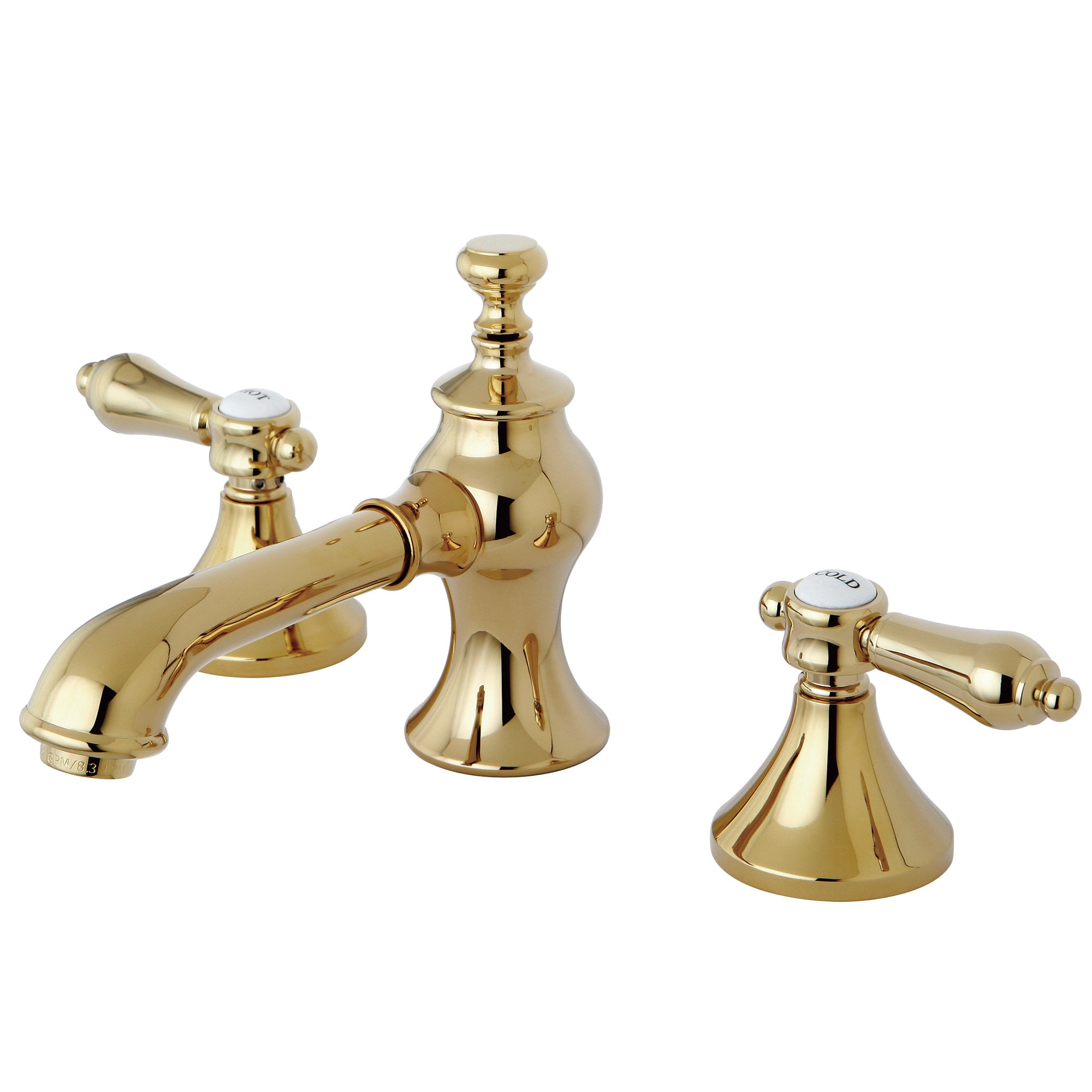 Kingston Brass WLKC7062BAL Bel-Air Polished brass Widespread 2-handle Low-arc Residential Handle Bathroom Sink Faucet with Drain