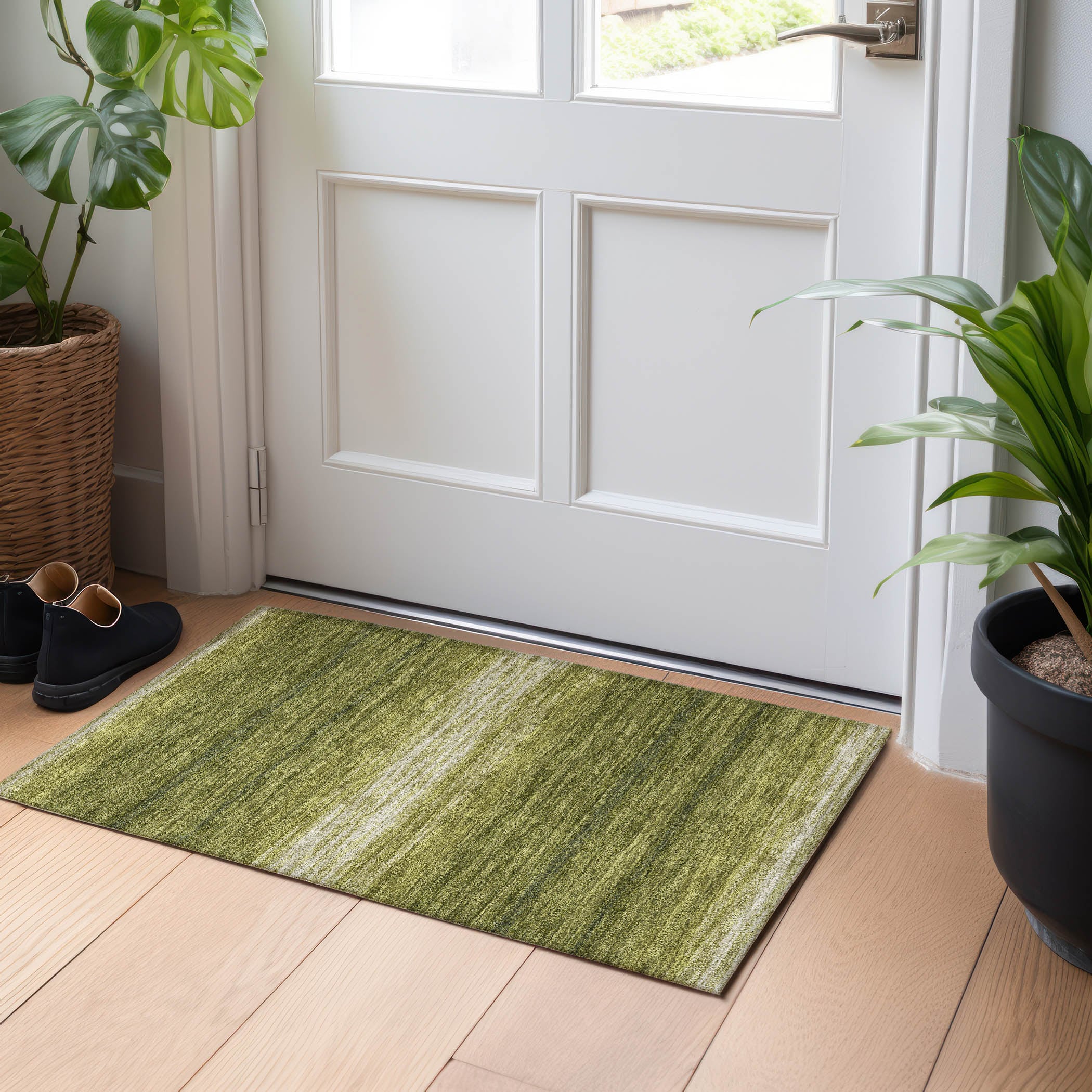 Addison Rugs ACN1033OL20X30 Chantille ACN1033OL 2 x 3 (ft) Olive Rectangular Indoor/Outdoor Geometric Machine washable Pet Friendly Area rug