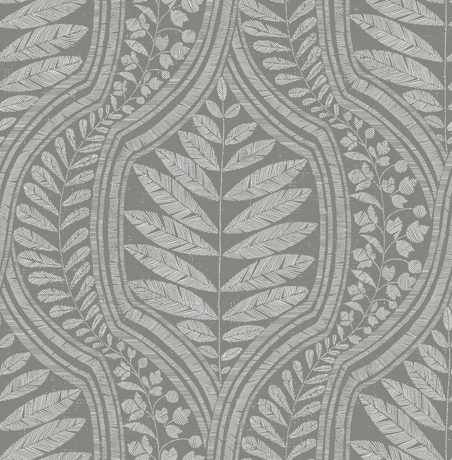 Scott Living 2964-25951 56.4-Sq. Feet Dark Grey Non-woven Ivy/Vines Unpasted Wallpaper