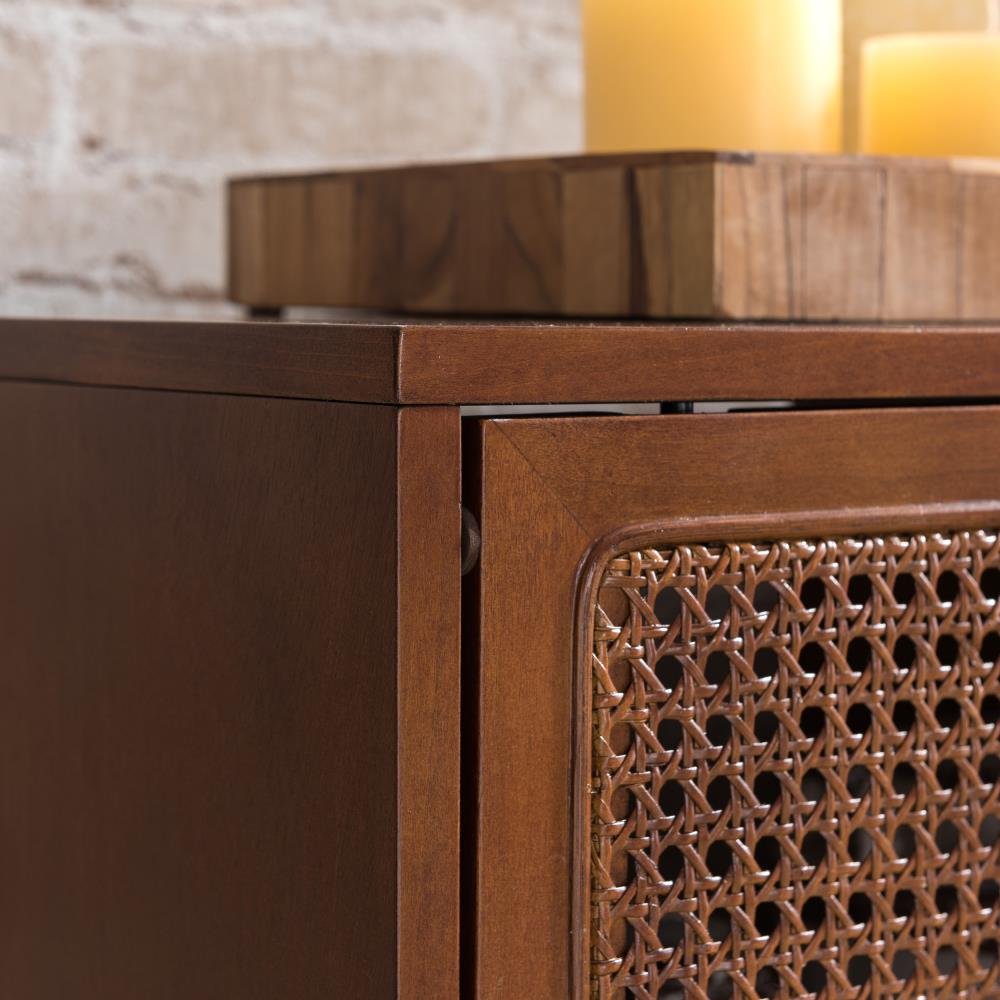 Simms 76.5" Dark Tobacco Midcentury Modern Media Console with Cane Doors