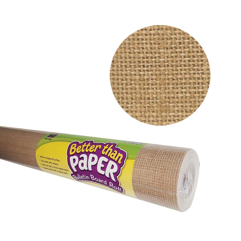 Teacher Created Resources TCR6330 Better Than Paper Bulletin Board Roll, 4-Ft x 12-Ft, Burlap Design, 4 Rolls