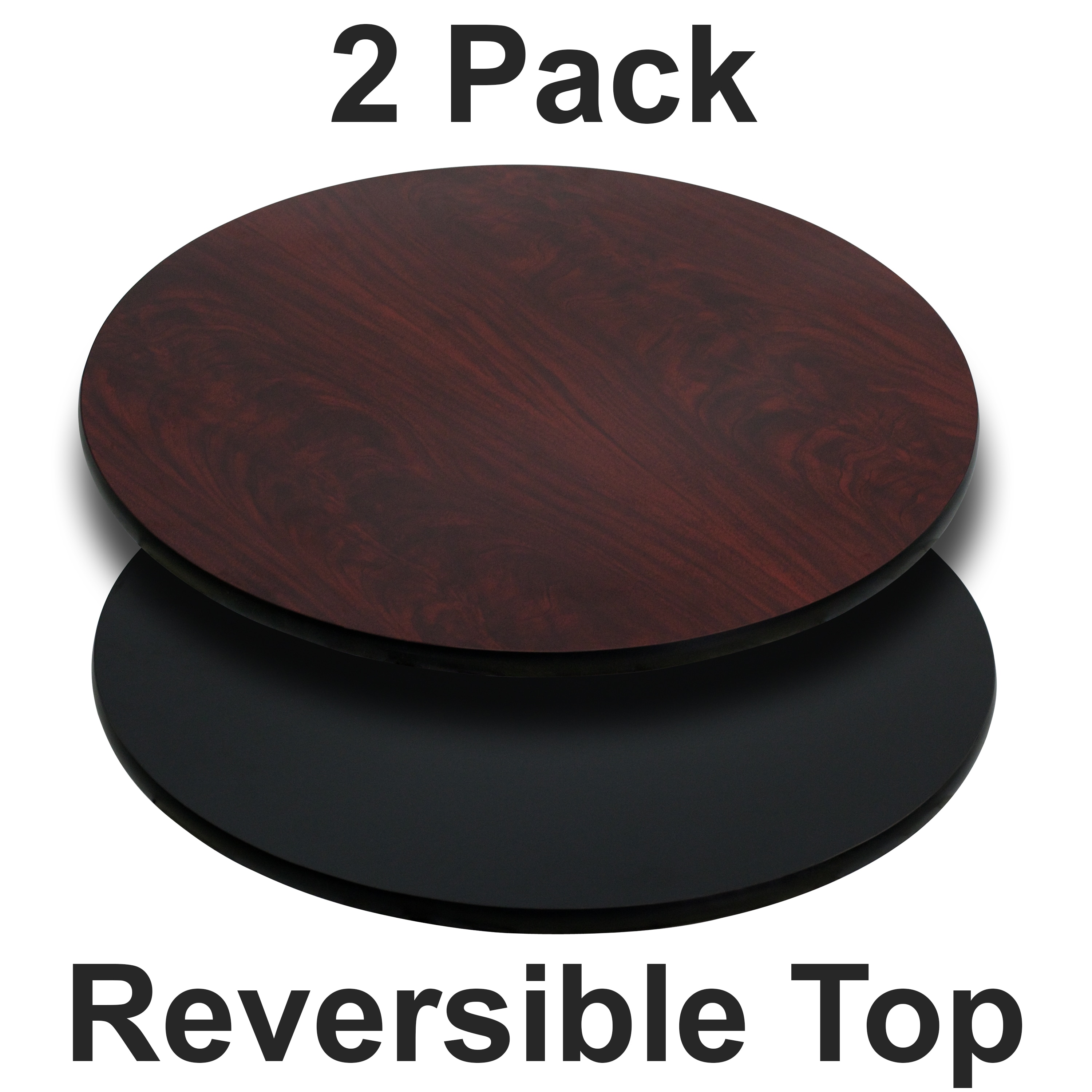 Flash Furniture 889142020486 Glenbrook 2 Pack 36-in Round Table Top with Black or Mahogany Reversible Laminate Top