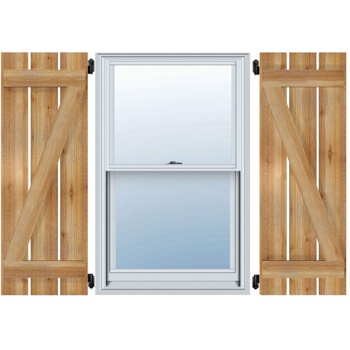 Ekena Millwork RBS06Z35X035RWR 34.75-in W x 35-in H Unfinished Paintable/Stainable Board and batten Spaced with z-bar Wood Exterior Shutters ( 2 -Pack )