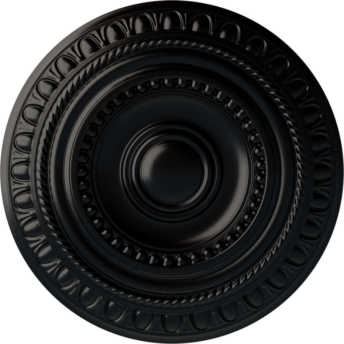 Ekena Millwork CM15ARBLF Artis 15.75-in W x 15.75-in L Painted Jet Black Polyurethane Whole Ceiling Medallion