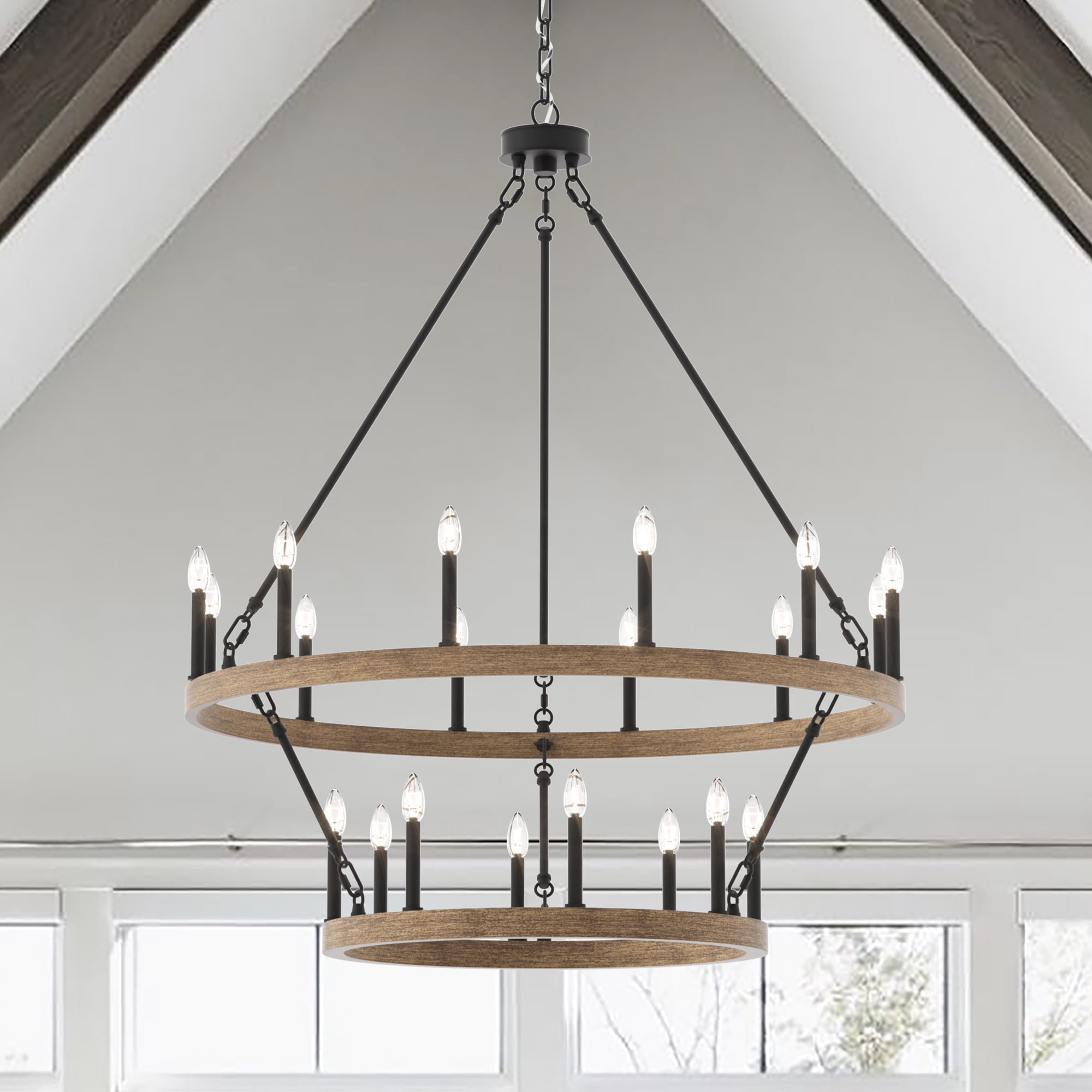 Acroma 6 Light Modern Farmhouse Wagon top Wheel Chandelier