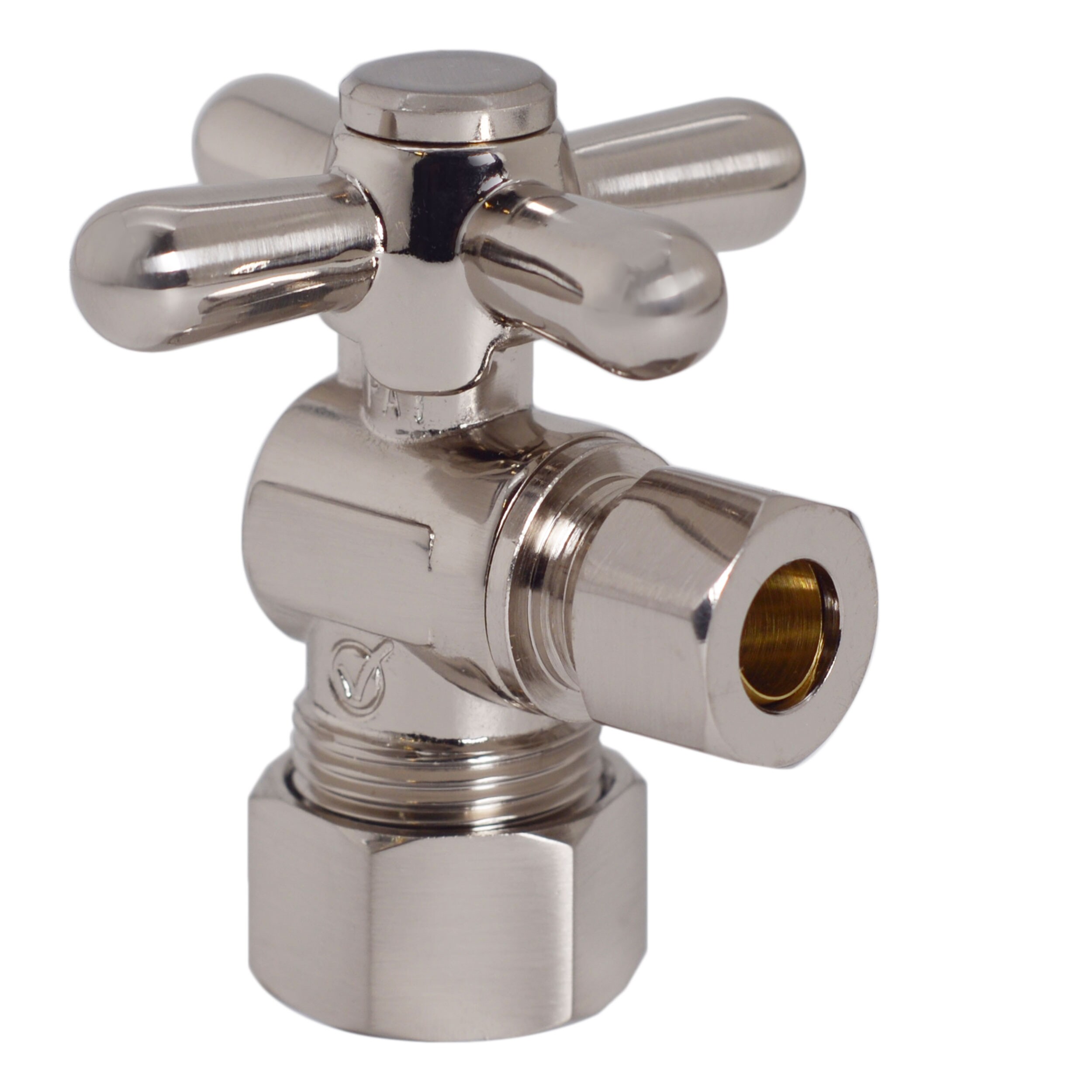 WESTBRASS D105BX-07 5/8-in Compression x 3/8-in Compression Brass Quarter Turn Stop Angle Valve