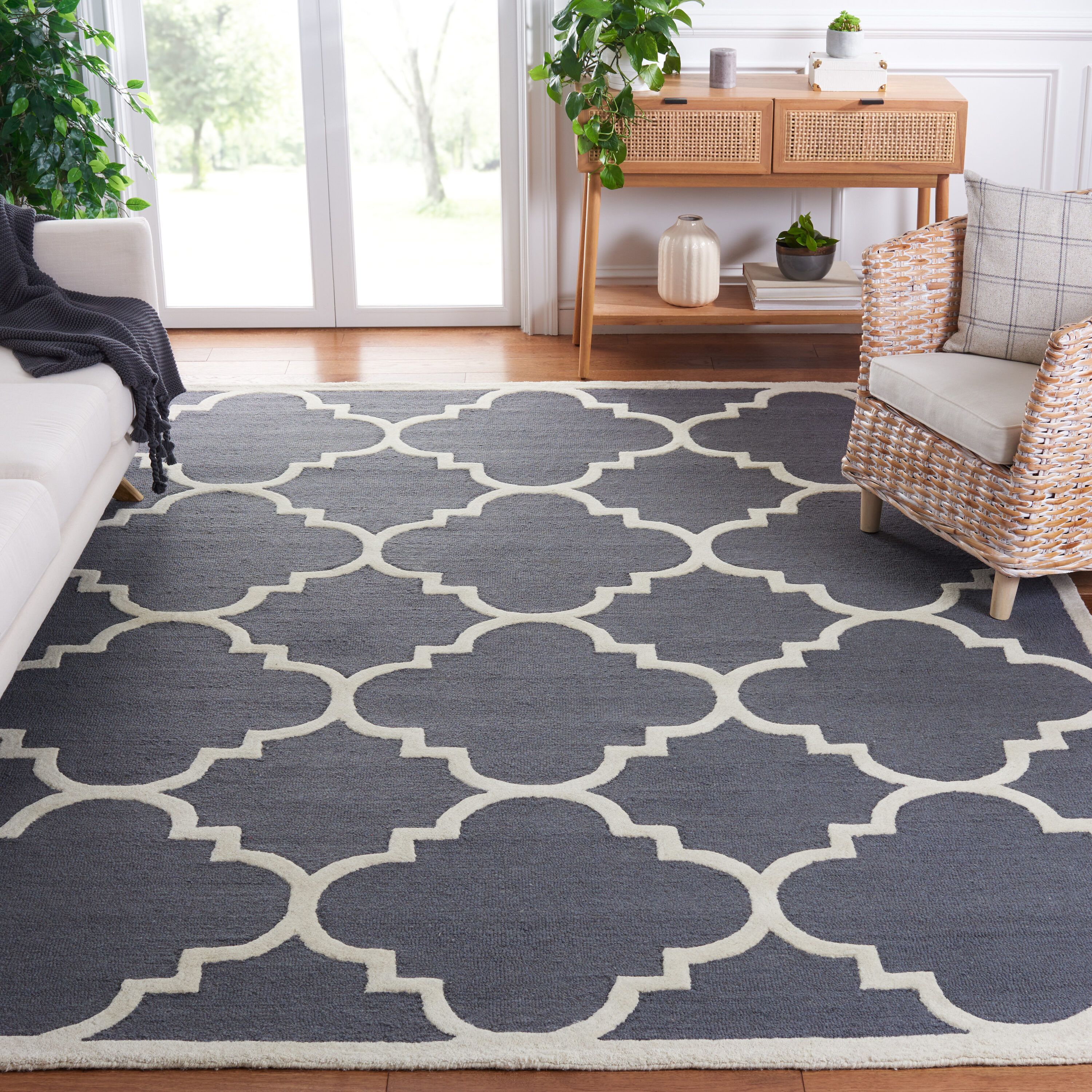  Cambridge 140 Dark Gray/Ivory Contemporary 9ft x 12ft Large Rectangle Rug