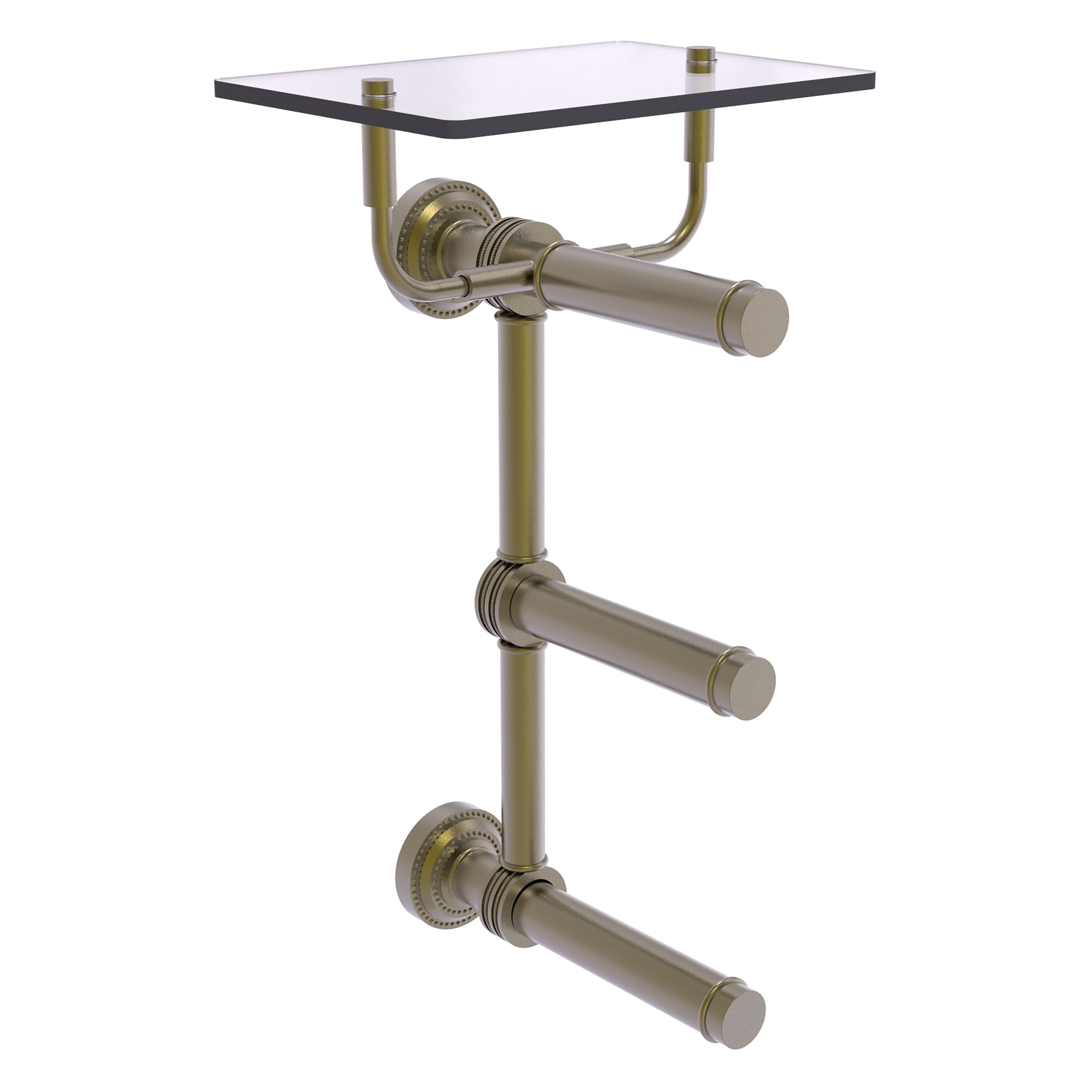 Allied Brass Dottingham Antique Brass Wall Mount Double Post Toilet