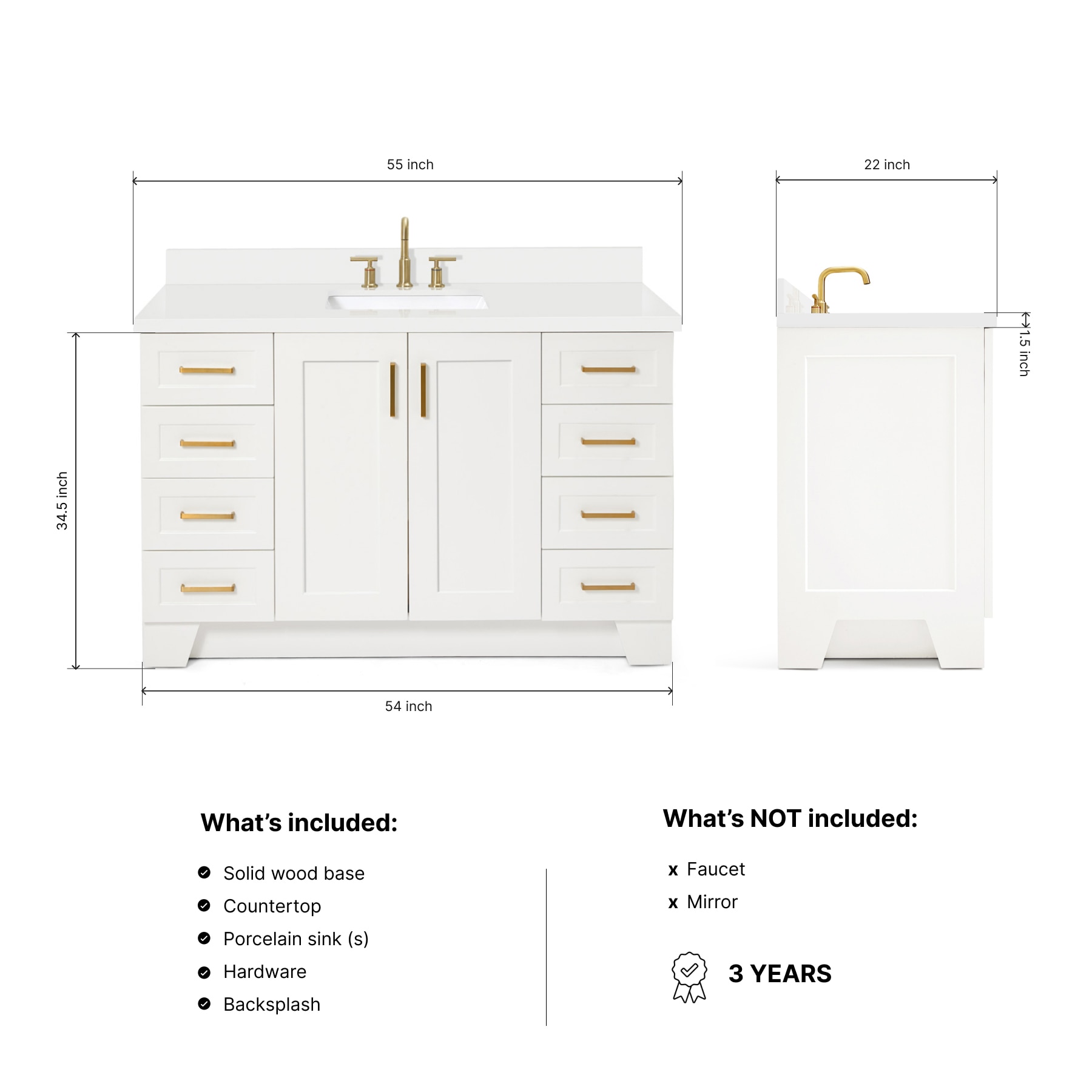 ARIEL Q055SWQRVOWHT Bath-Vanity-Combo - View #3