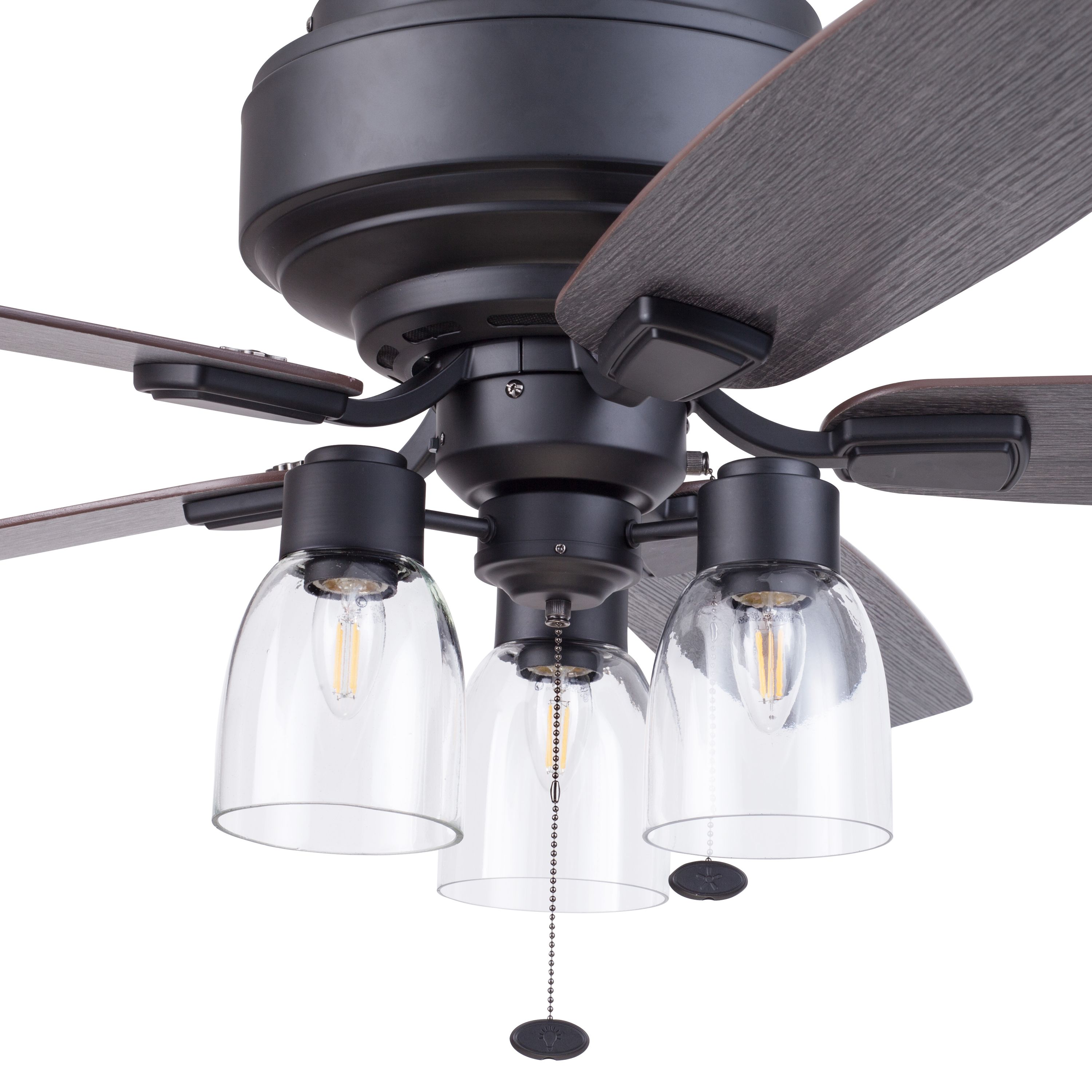 Magonia 52-Inch Matte Black and Pine Ceiling Fan with Light
