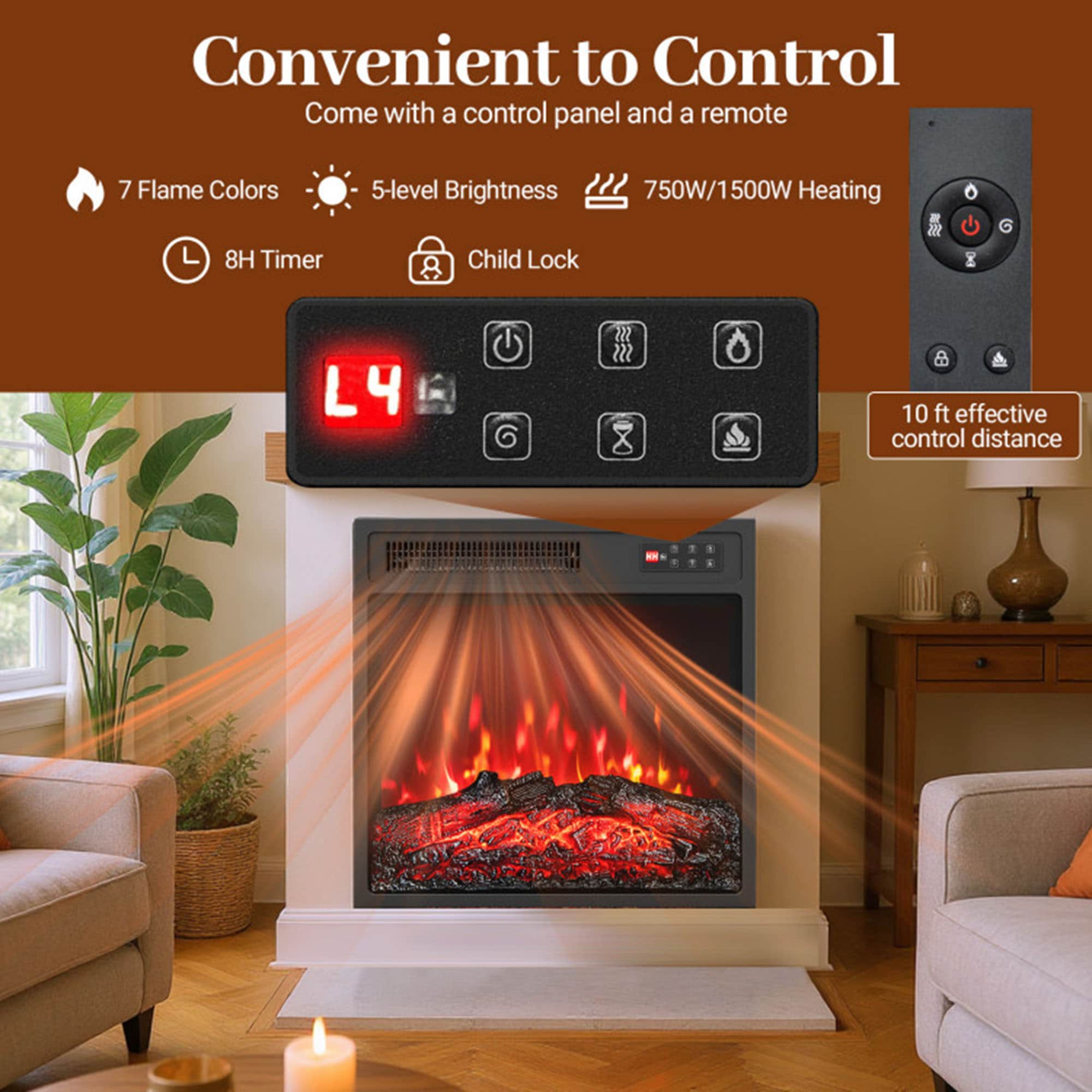 Clihome CL-FP10056USBK Electric-Fireplaces - View #4