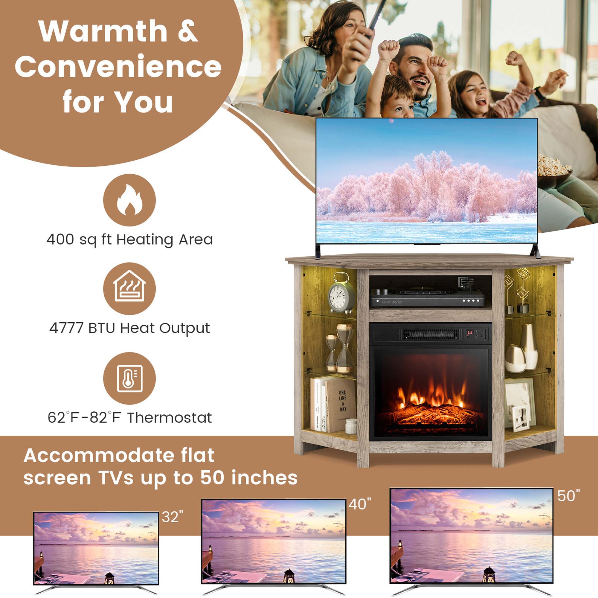 Costway SWL00019 Electric-Fireplaces - View #8