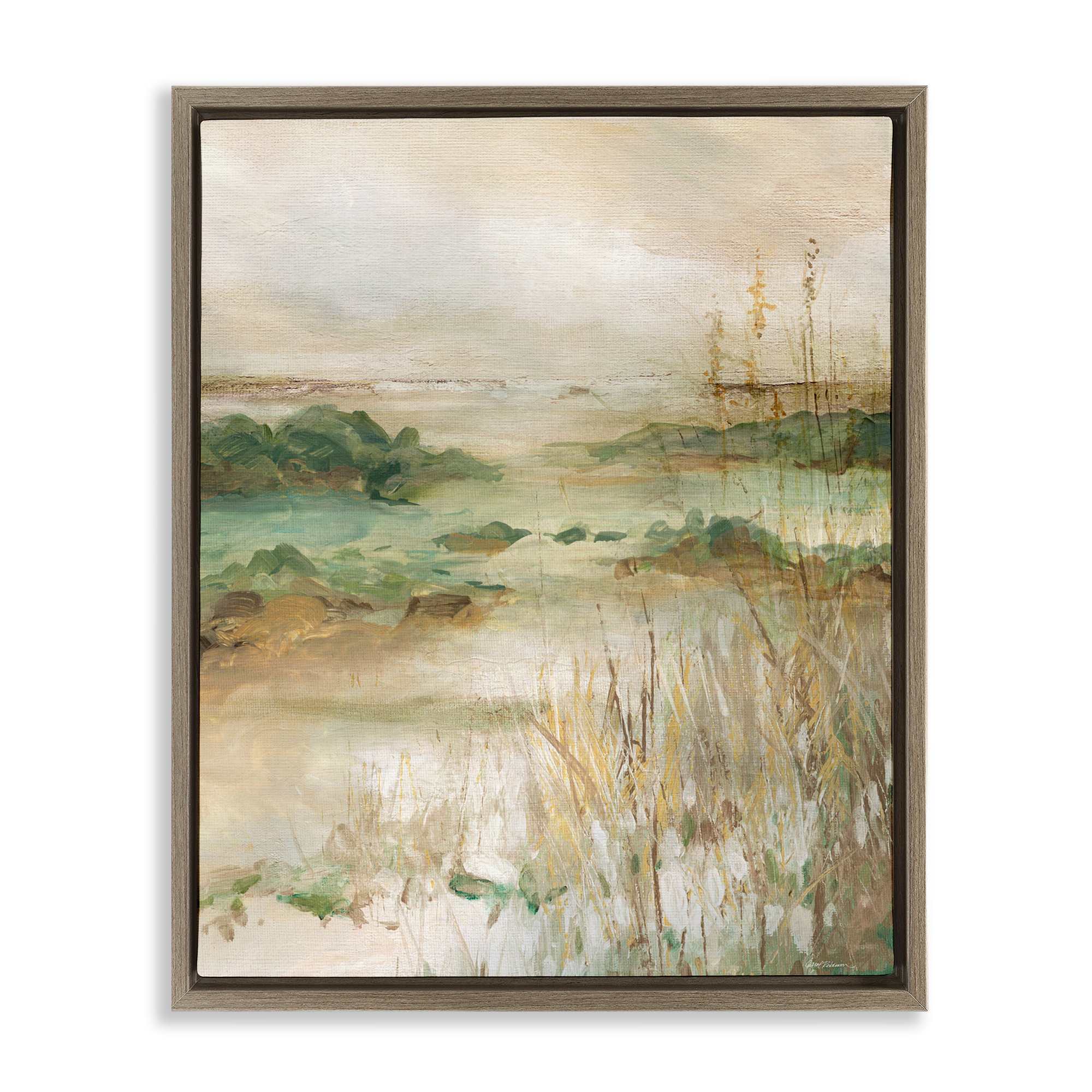 Stupell Industries BS-291-FFE-16X20 Abstract Marshland Pond Brown Framed Floater Canvas Wall Art By Carol Robinson 17 x 21