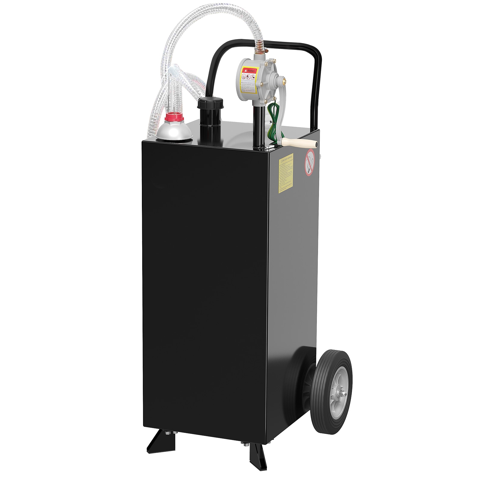 IdealHouse - Black Heavy Duty Portable Fuel Caddy 35 Gallon with Manual Rotary Pump Wheels Gasoli...
