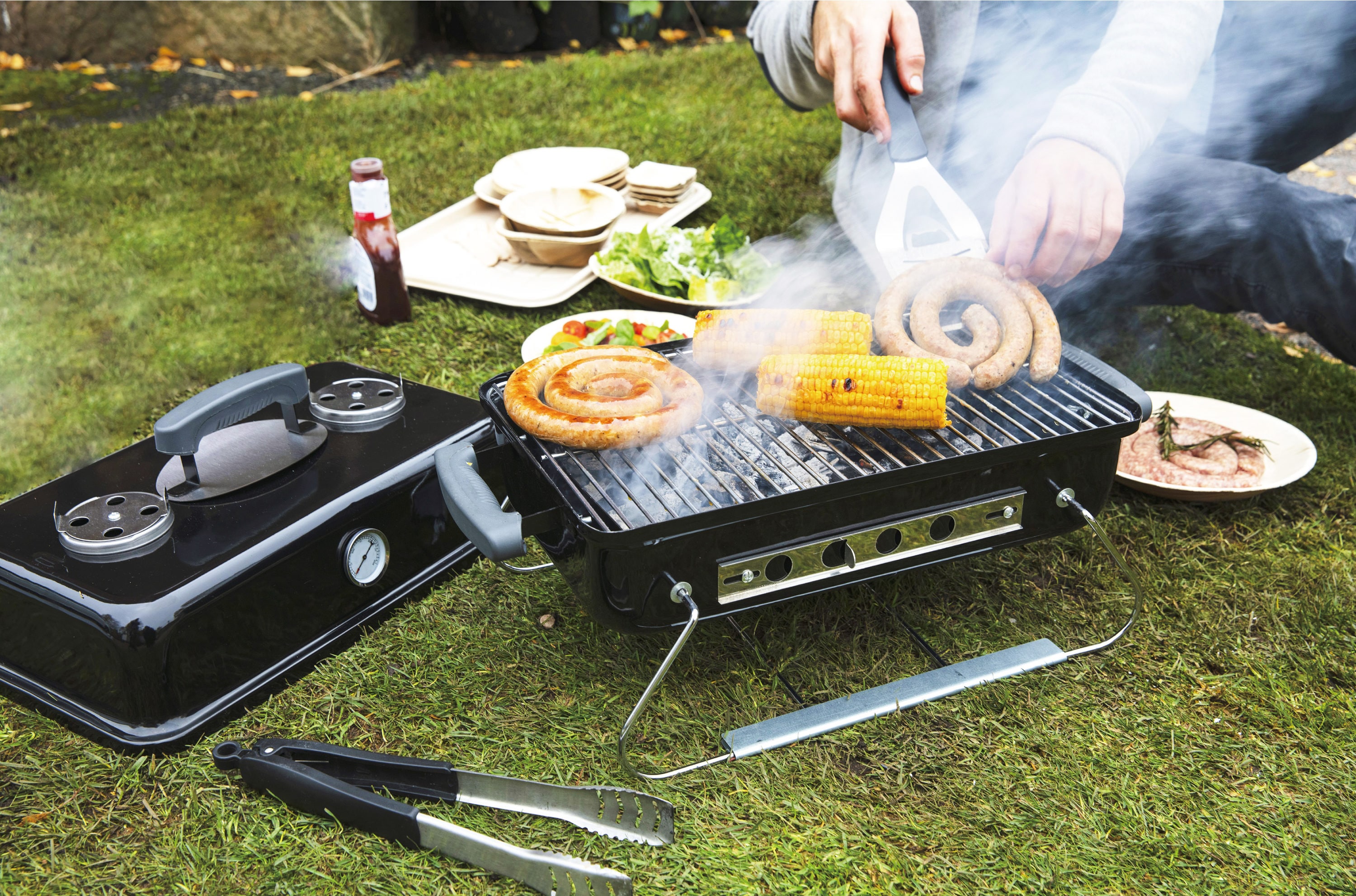 Portable Cast Iron Charcoal Grills - BBQ Grill for Picnic