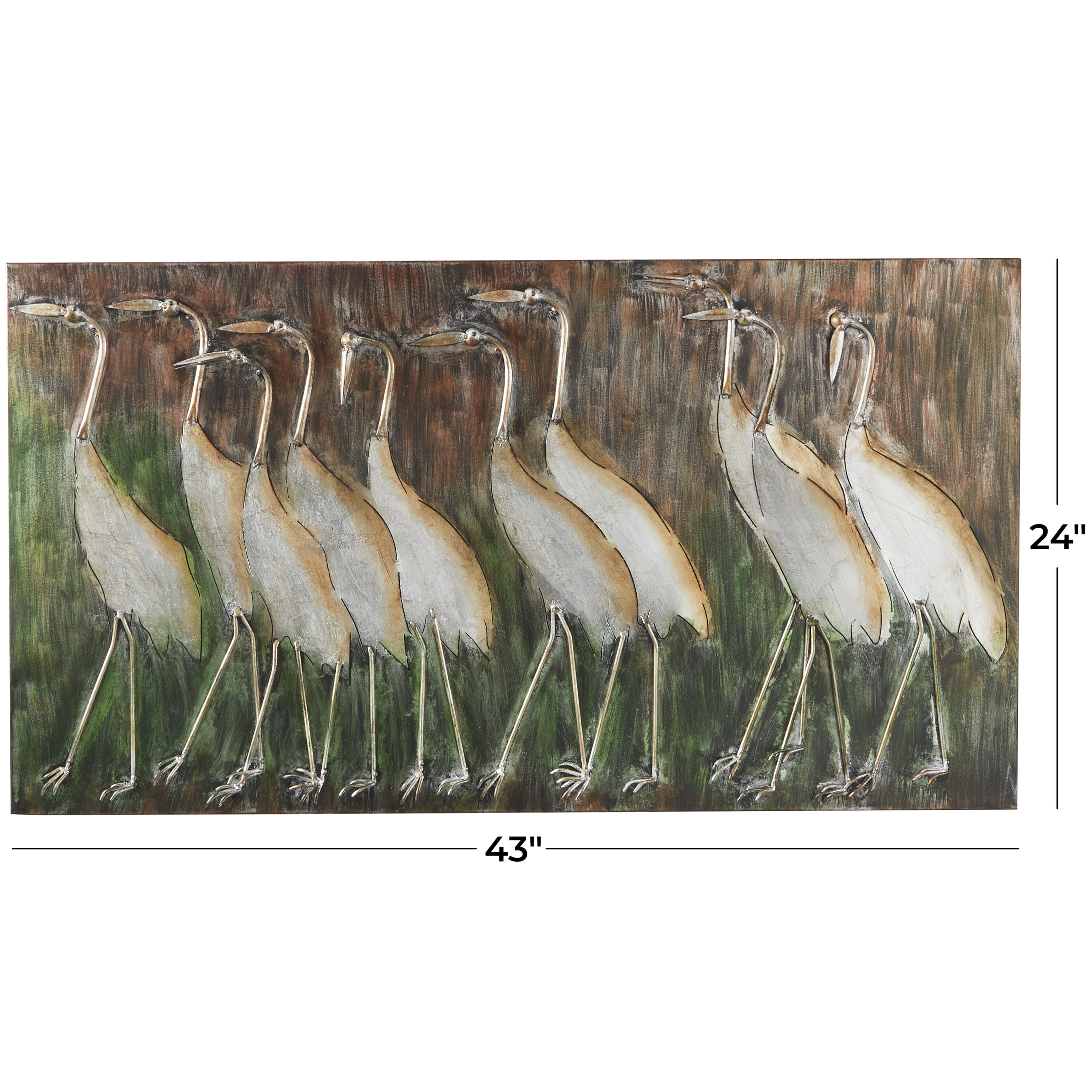 Large Brown Metal Bird Wall Sculpture