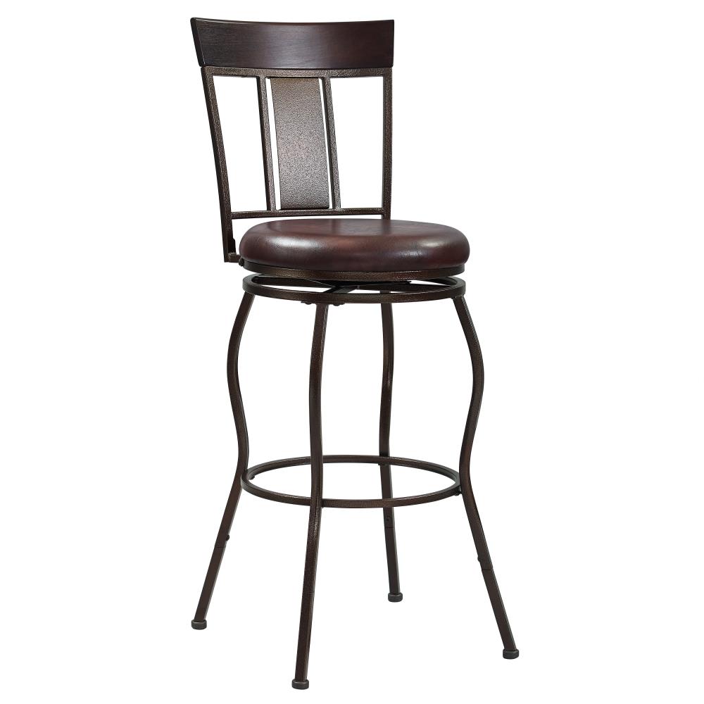 HomeFare DS-C063-524-501 Dark Espresso Adjustable Height Upholstered Swivel Bar Stool